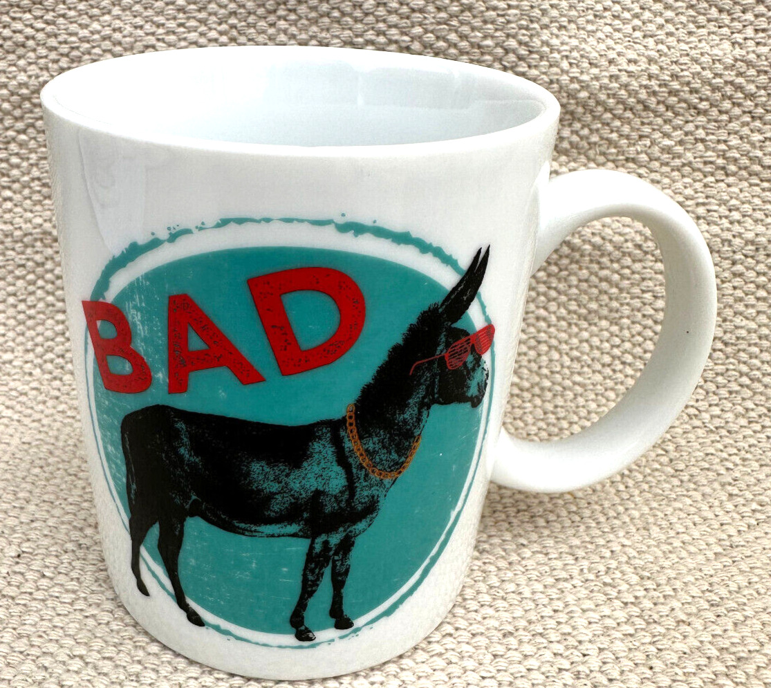 Coffee Mug Cup Bad Donkey Ass White Sunglasses Turquoise Paladone Red Circle