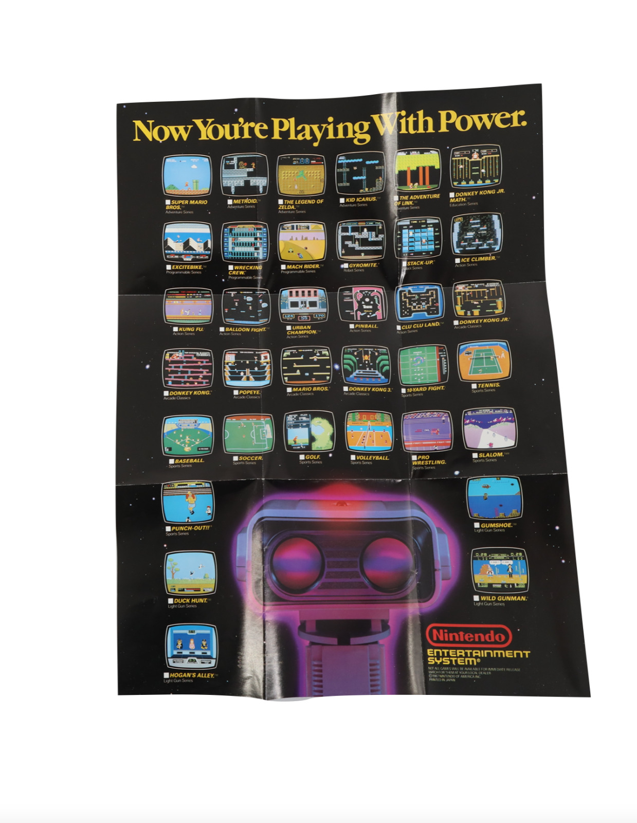 NOS Vtg 80s Original Nintendo Entertainment System NES Video Game Poster 11x16