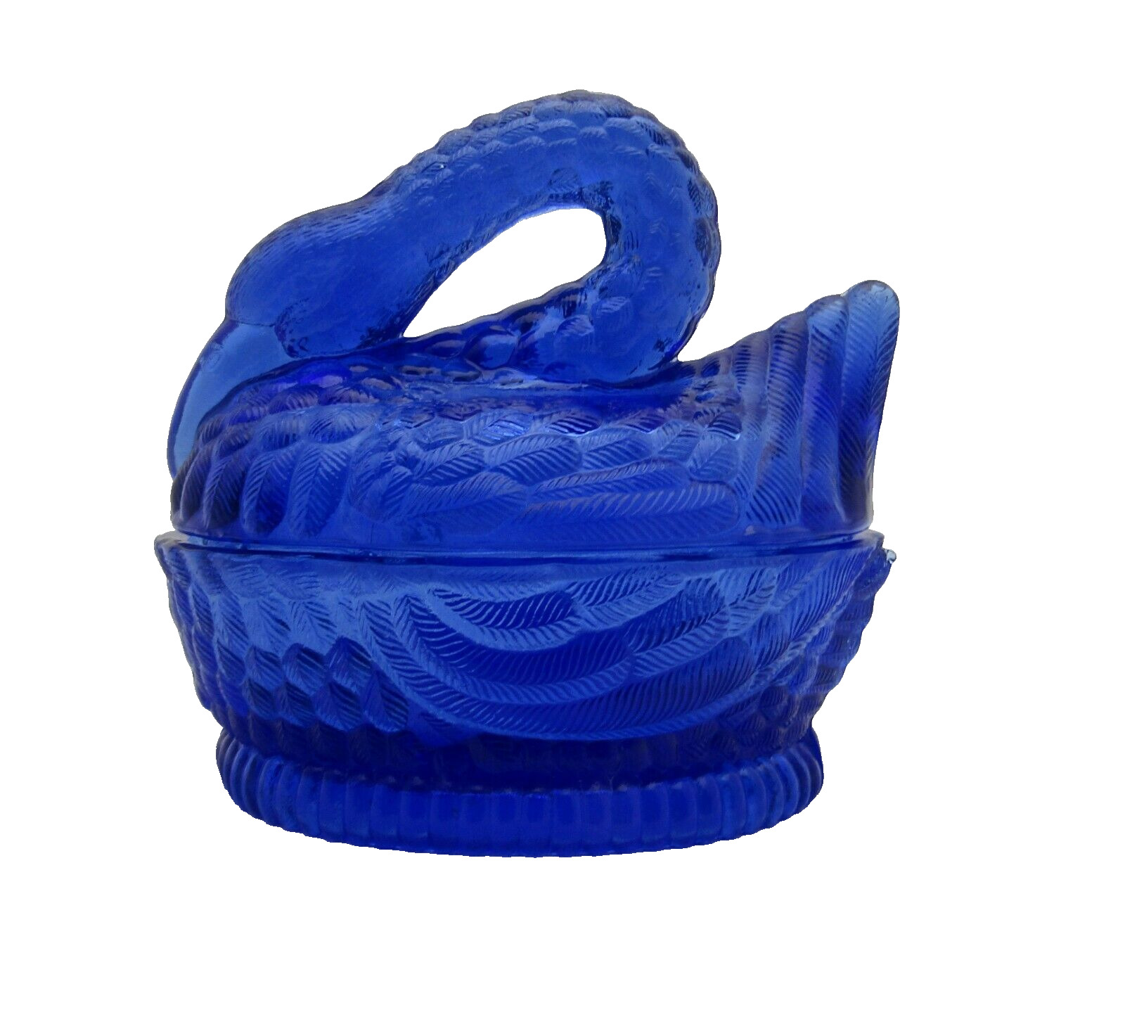 Hsinchu / AA IMPORTS Cobalt Blue Swan on a Nest Vintage Covered Dish