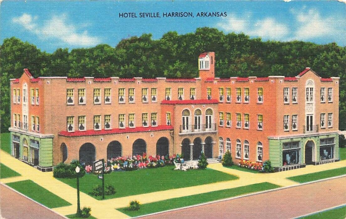 c1930s-40s  Hotel Seville Linen Harrison  Arkansas AR P523