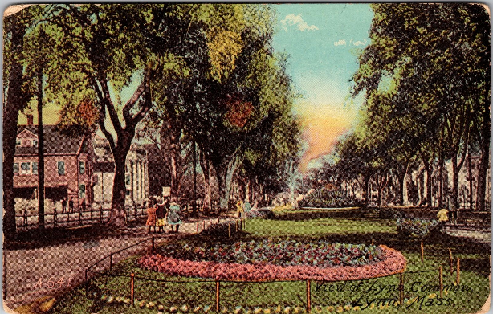Lynn MA-Massachusetts, View Lynn Common, Garden, Vintage Postcard