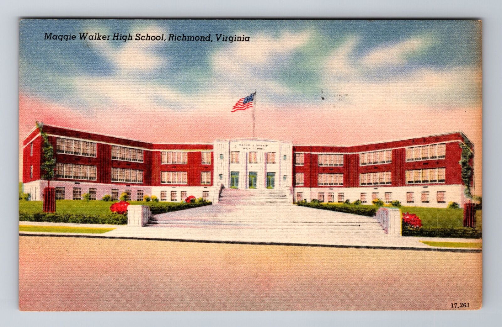Richmond VA-Virginia, Maggie Walker High School, Antique, Vintage c1947 Postcard
