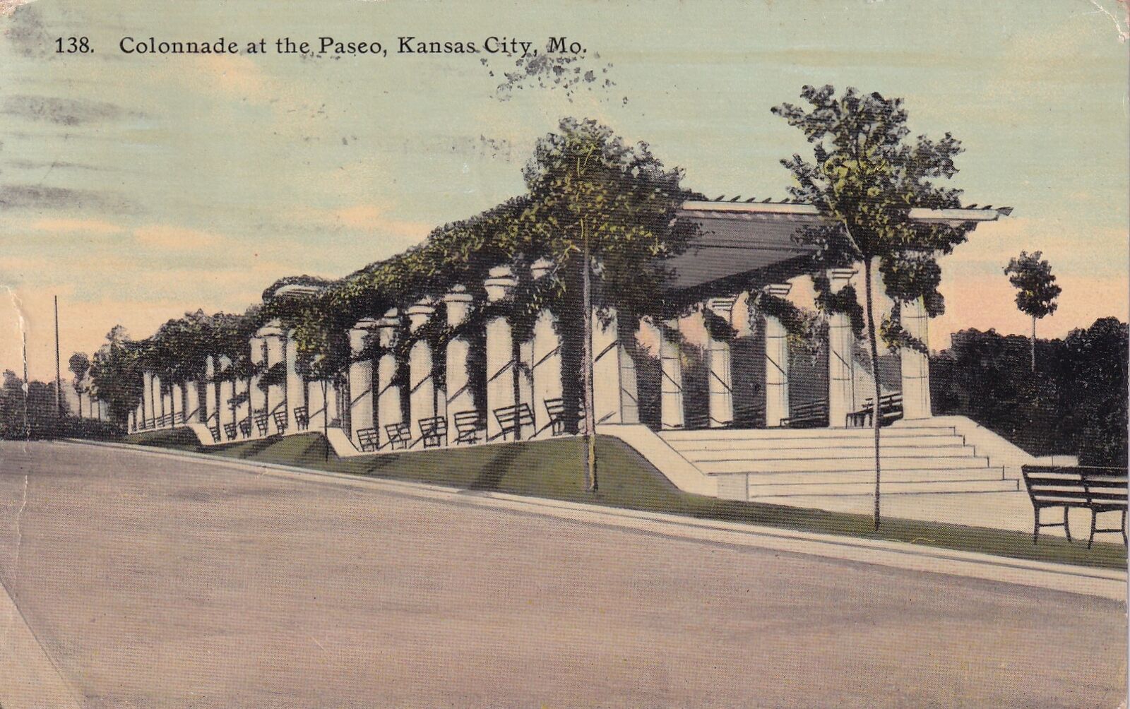 Colonnade at the Paseo Kansas City Missouri MO 1911 Redfield KS Postcard C54