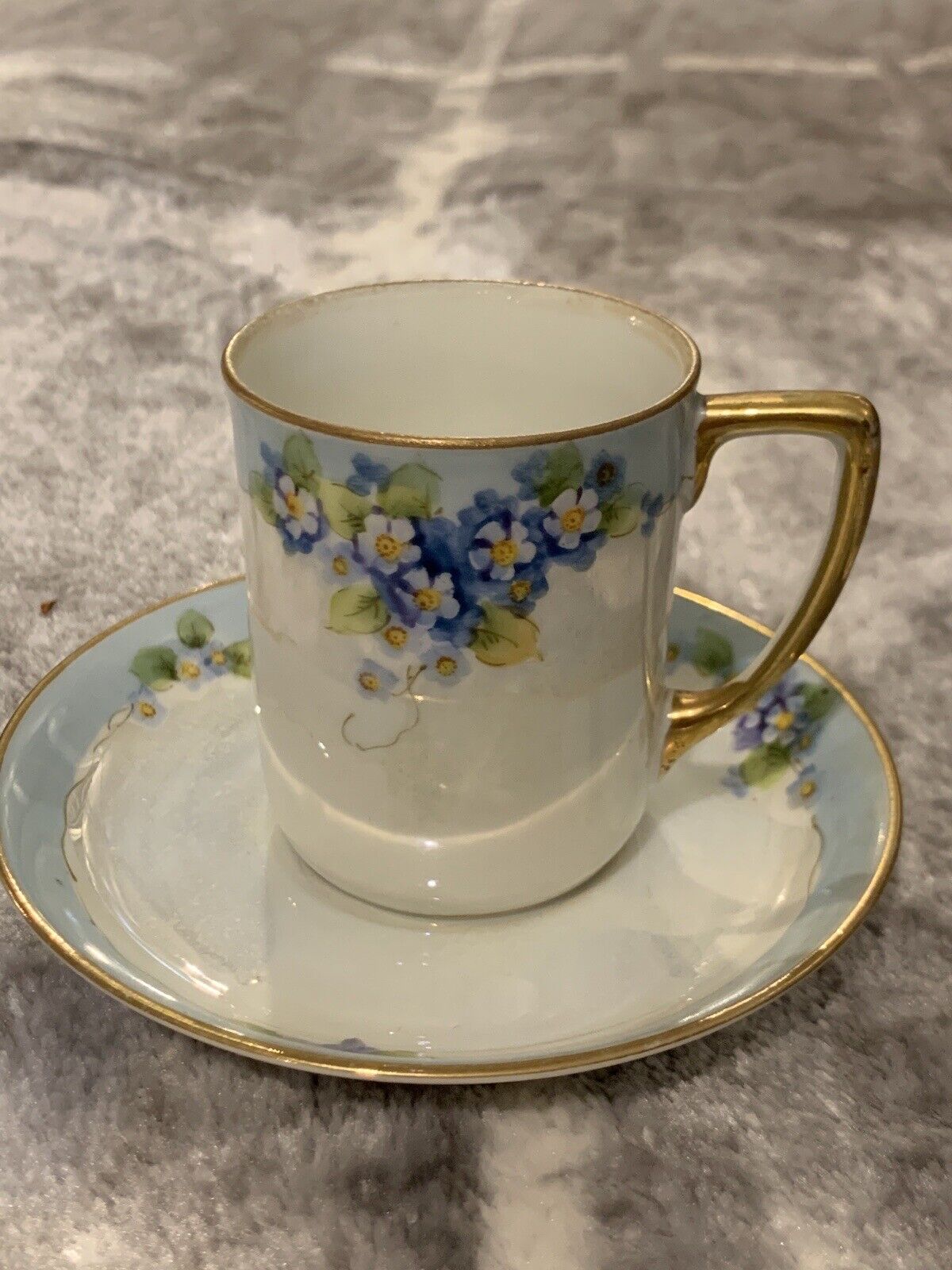 Antq Noritake Murimura Chocolate Cup & Saucer Porcelain Florals Demitasse 1918