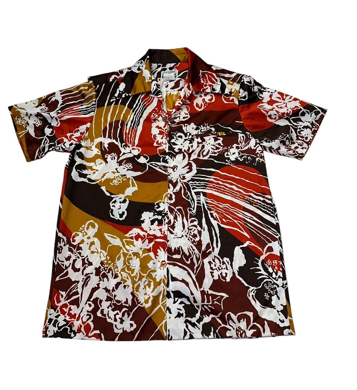 Vintage 70s Napili Hawaiian Disco Shirt Short Sleeve Polyester Size Medium