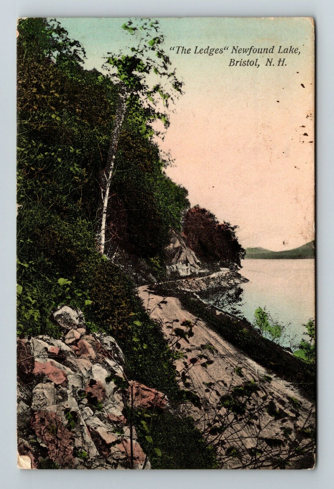 Bristol NH-New Hampshire, The Ledges, Newfound Lake Vintage Souvenir Postcard