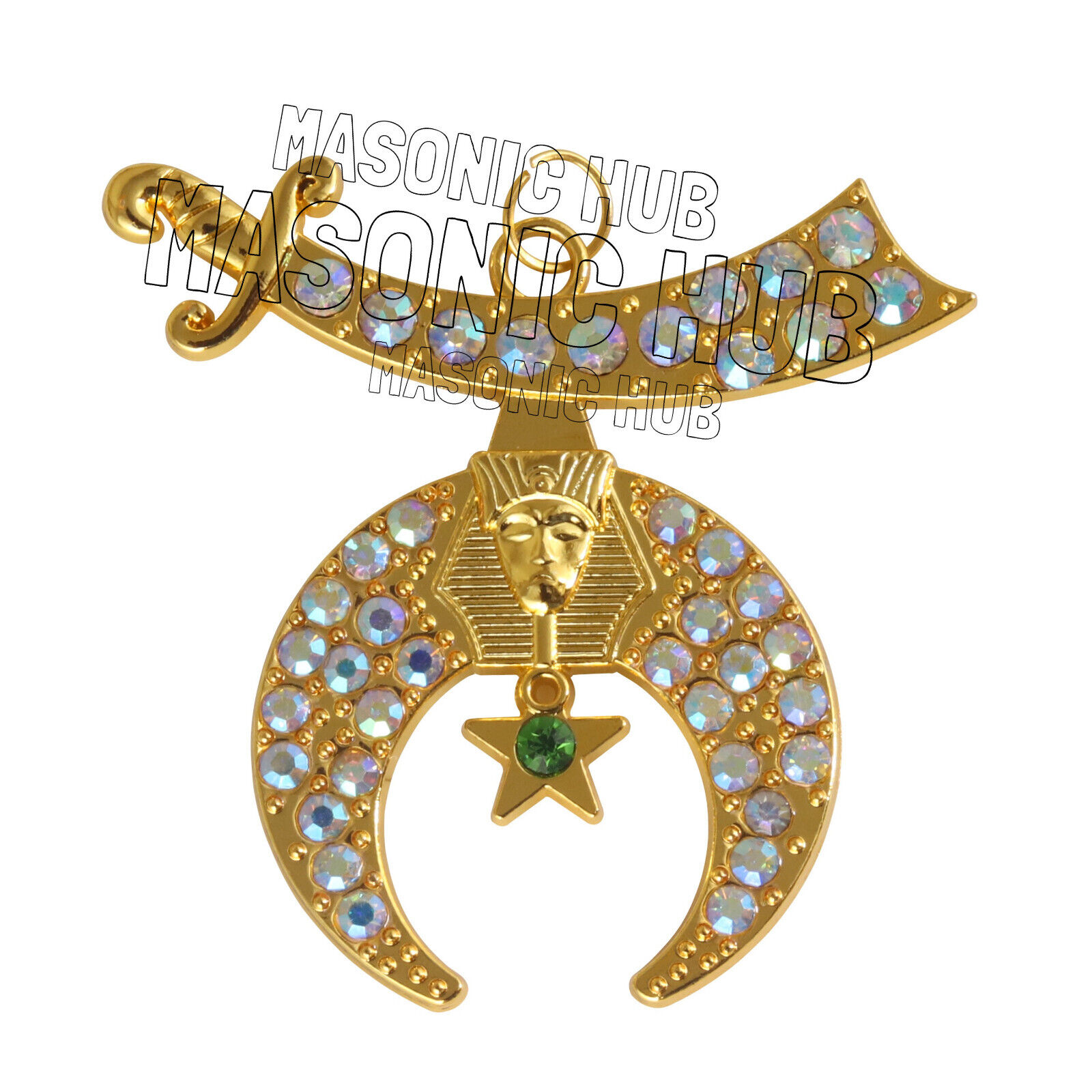 Masonic Regalia Rhinestones Shriner Jewels - Gold Plated with Rhinestones