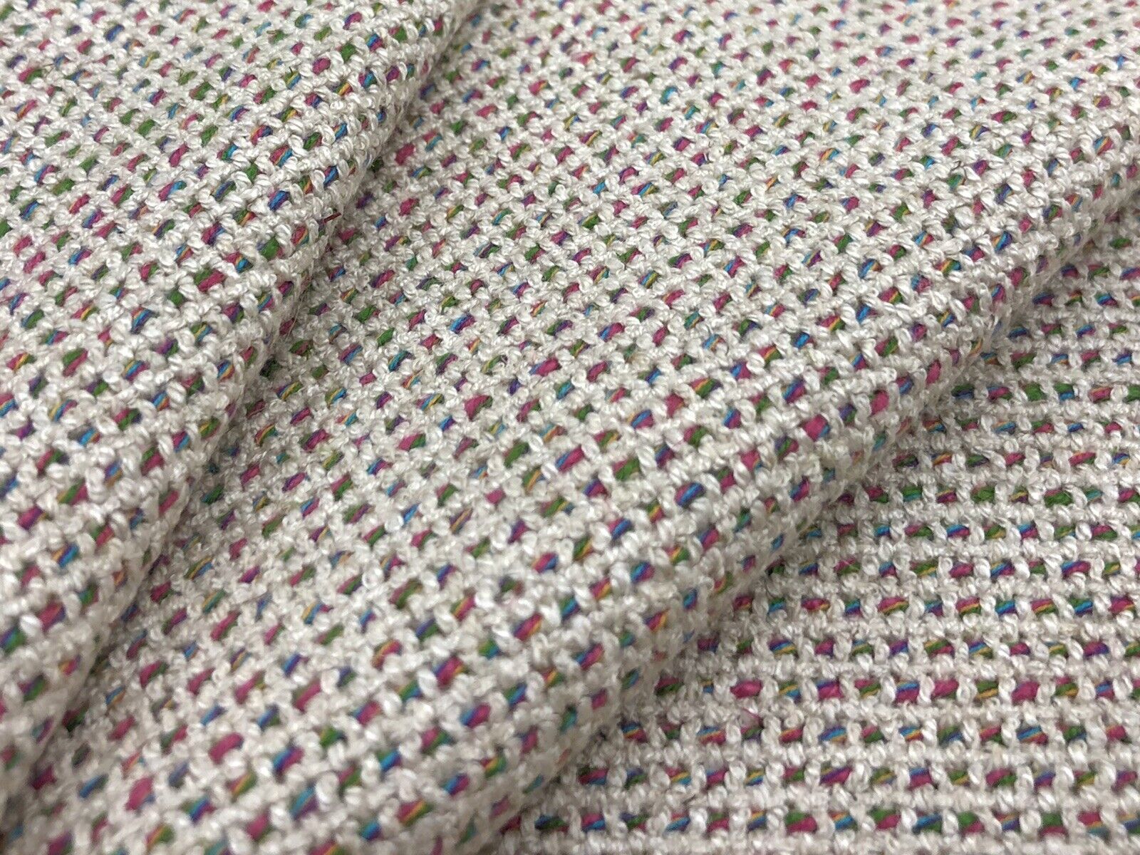 Clarence House Textured Colorful Upholstery Fabric- Pierrot / Oatmeal 4.65 yds
