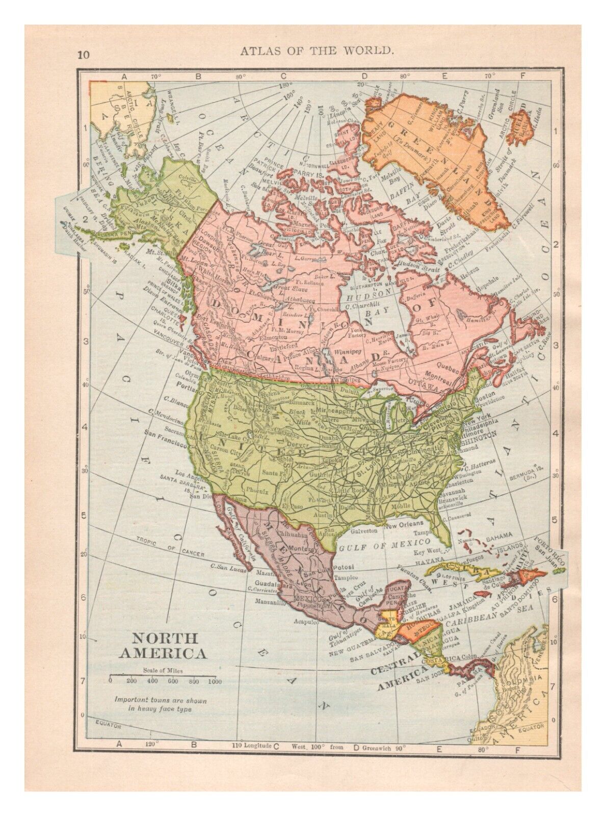 Print Page Atlas c1907 Map of North America