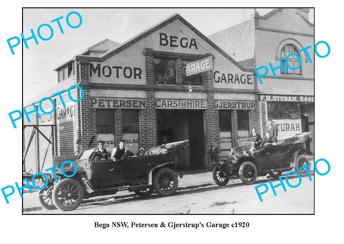 OLD 8x6 PHOTO BEGA NSW PETERSENS MOTOR GARAGE c1920