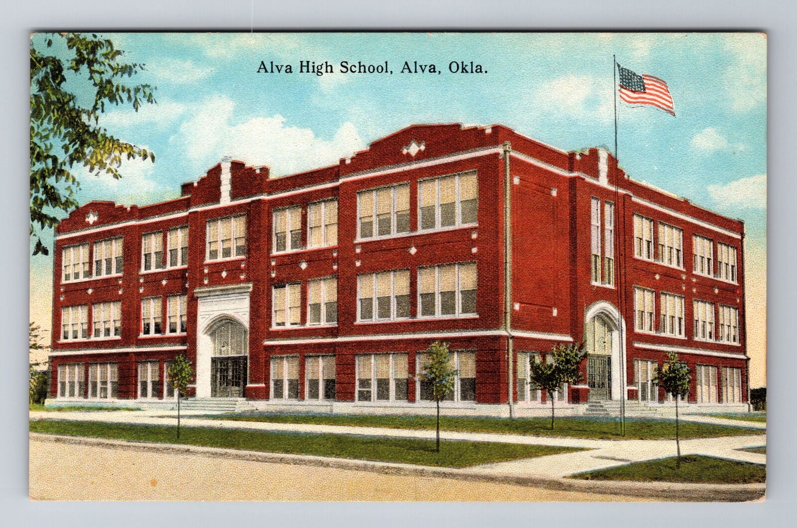 Alva OK-Oklahoma, Alva High School, Antique Vintage Souvenir Postcard