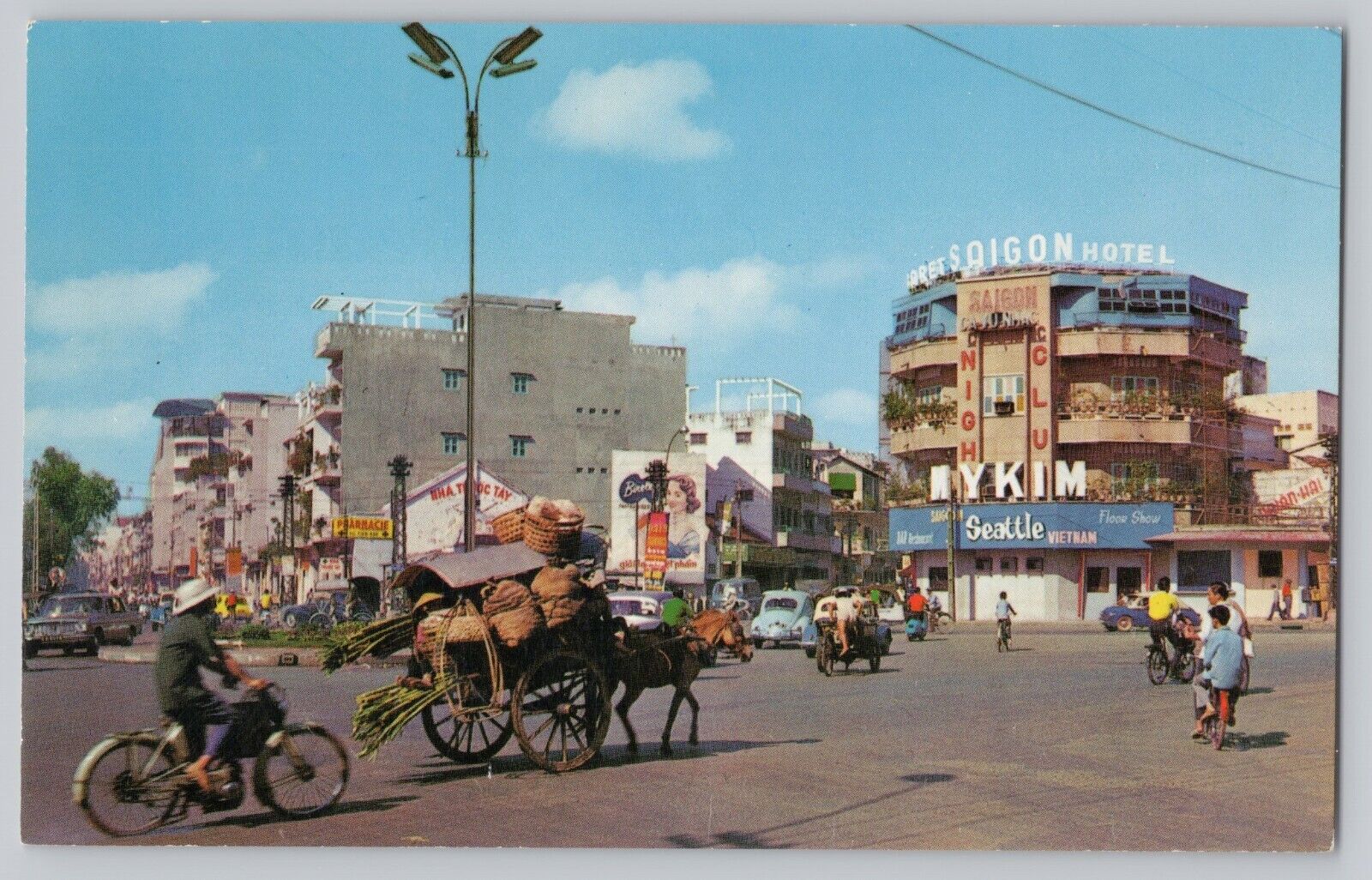 Saigon Hotel and Typical Vietnamese Transportation 1960s View