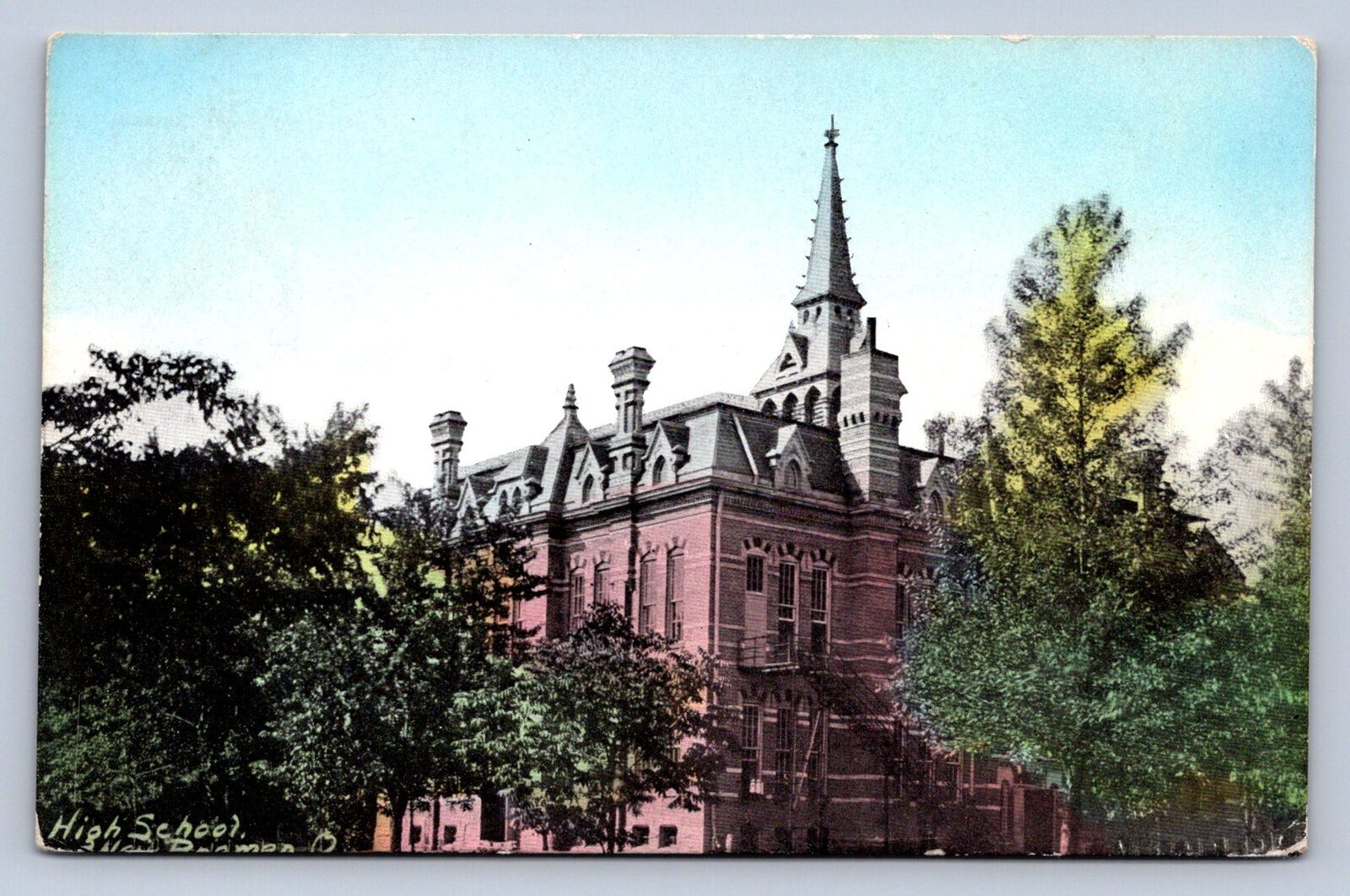 K1/ New Bremen Ohio Postcard c1910 High School Building  338