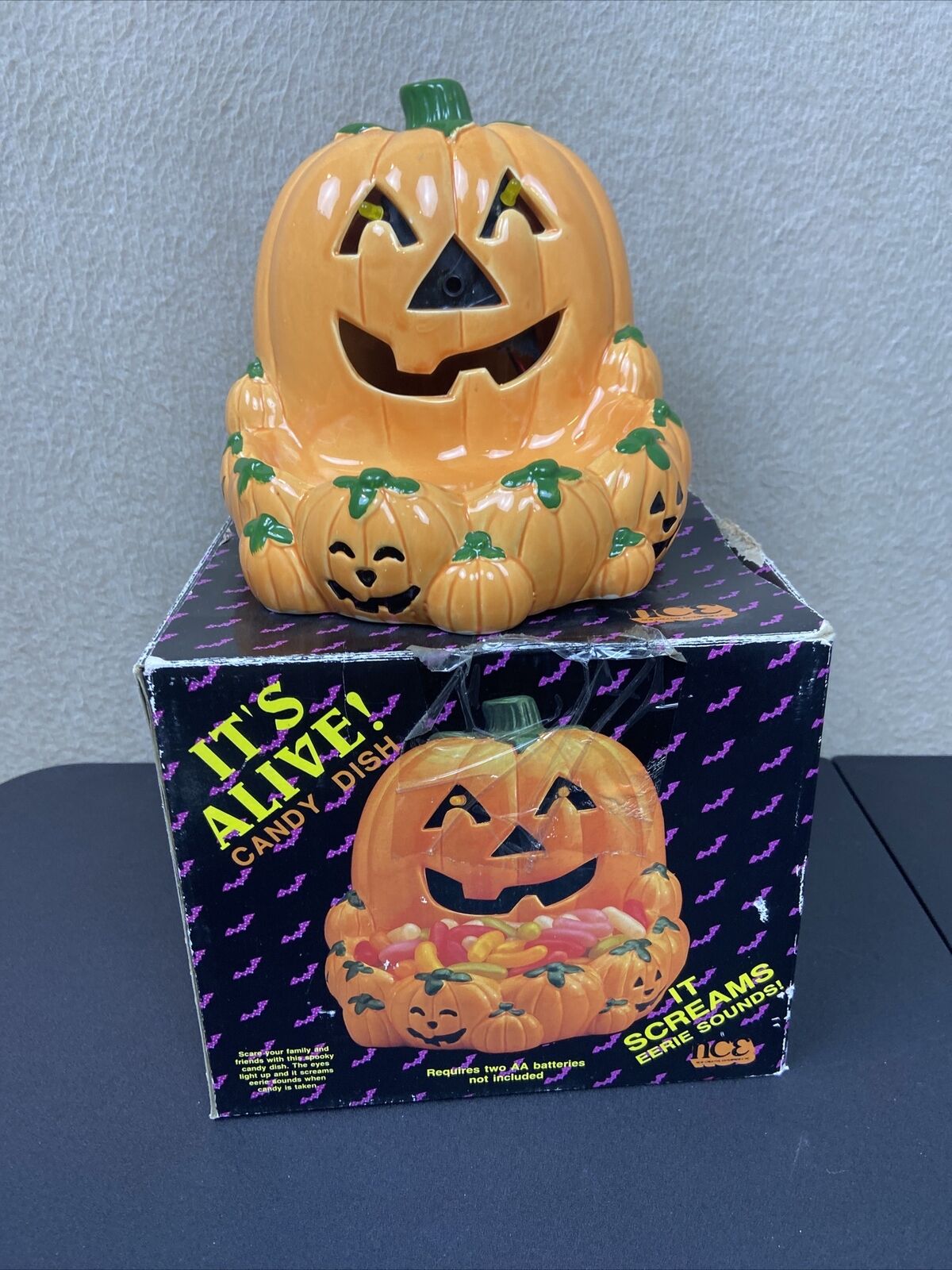 NCE Halloween Candy Dish It\'s Alive Pumpkin Jack-O-Lantern 1992 Vintage Works