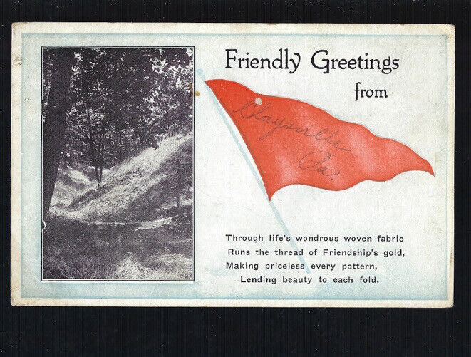 c.1934 Greetings From Claysville Pennsylvania PA Banner Flag Real Photo Postcard