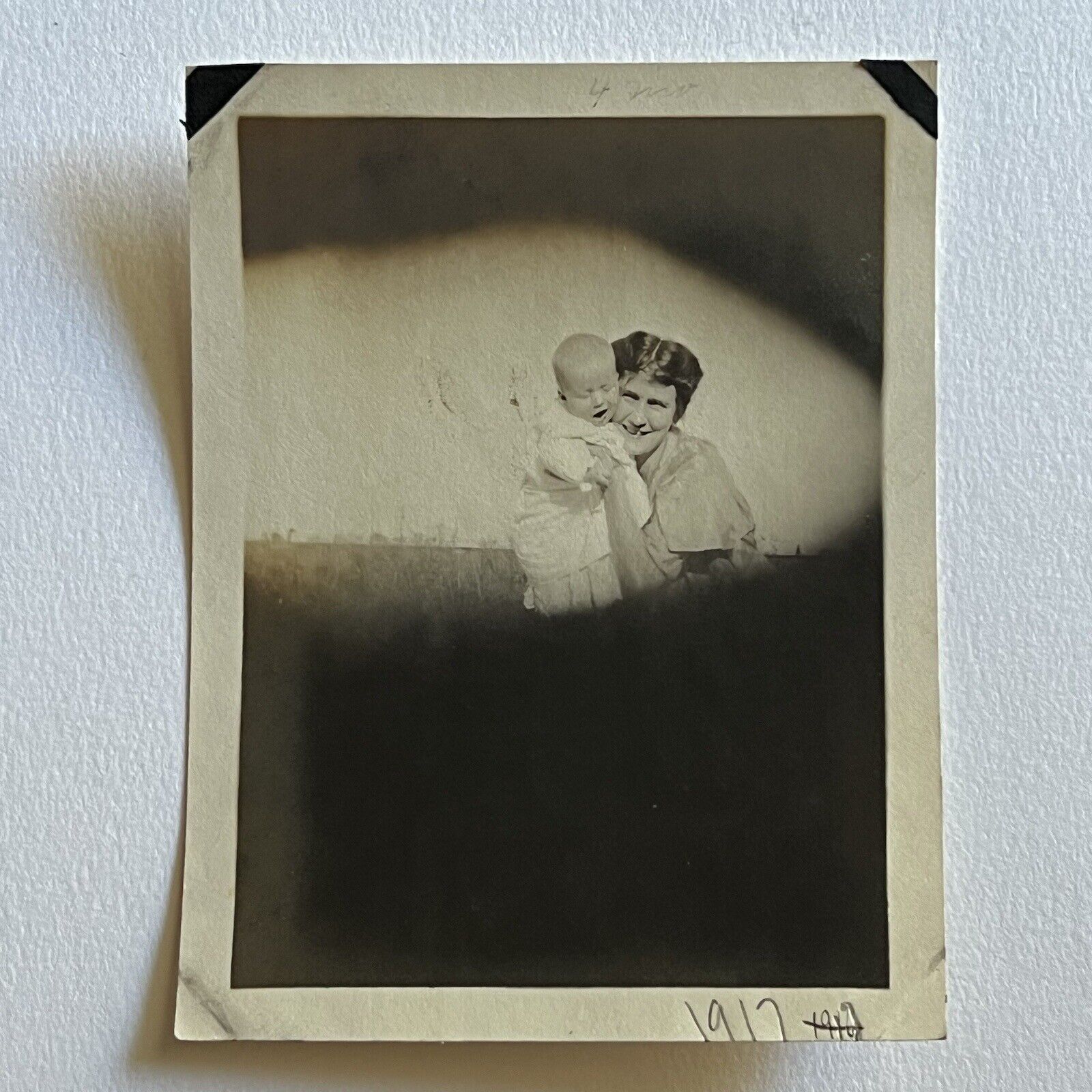 Antique Snapshot Photograph Beautiful Abstract Artistic Mother & Baby