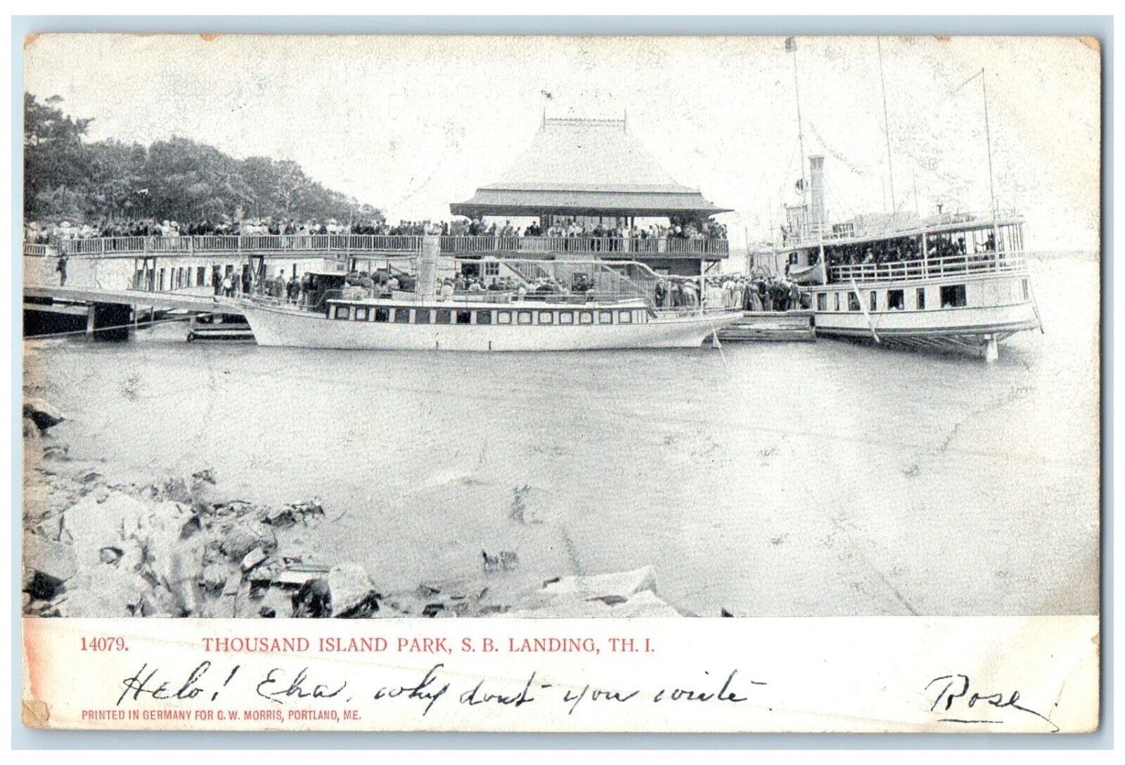 1906 Thousand Island Park SB Landing TH Island New York Vintage Antique Postcard