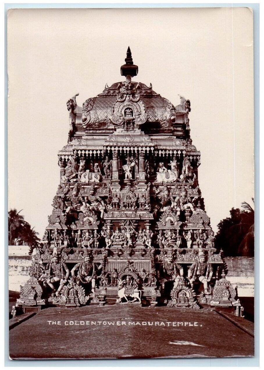 c1930 The Golden Tower Temple View Madurai India RPPC Unposted Postcard