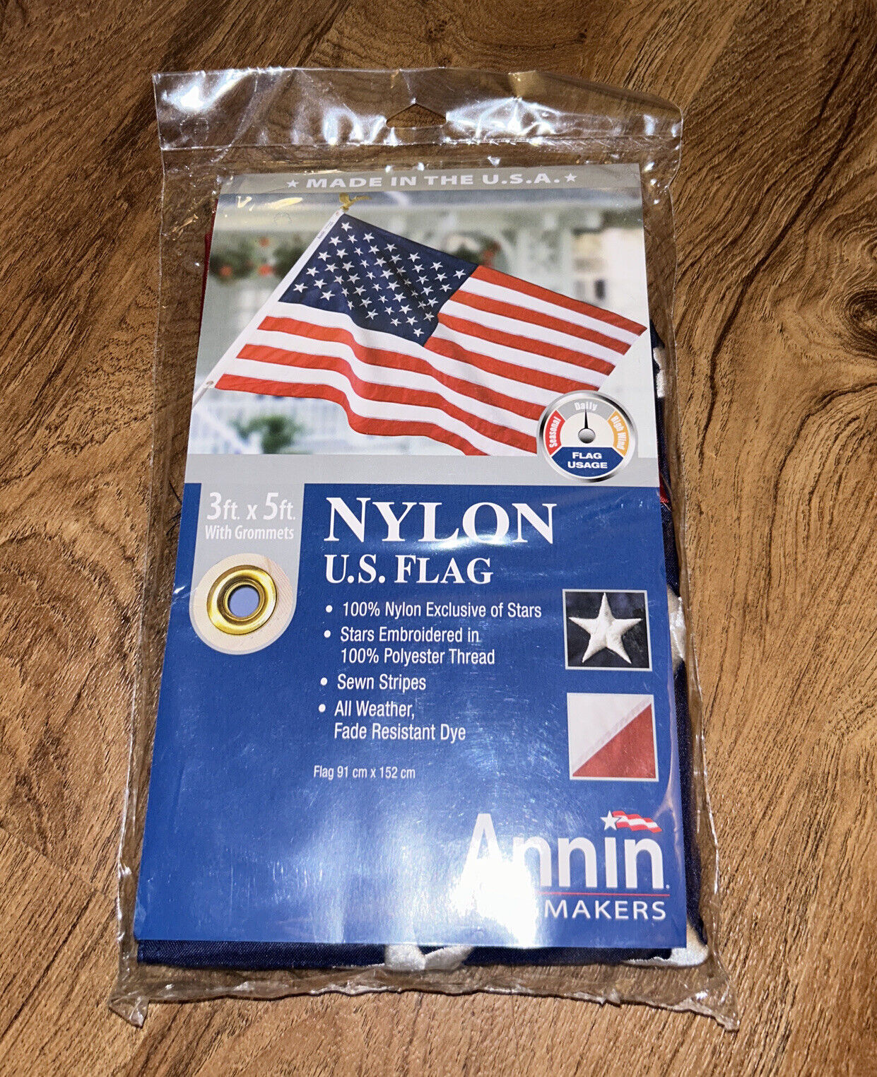 Annin US American Flag 3 x 5 ft. 100% Nylon Embroidered Star Premium Quality. Co
