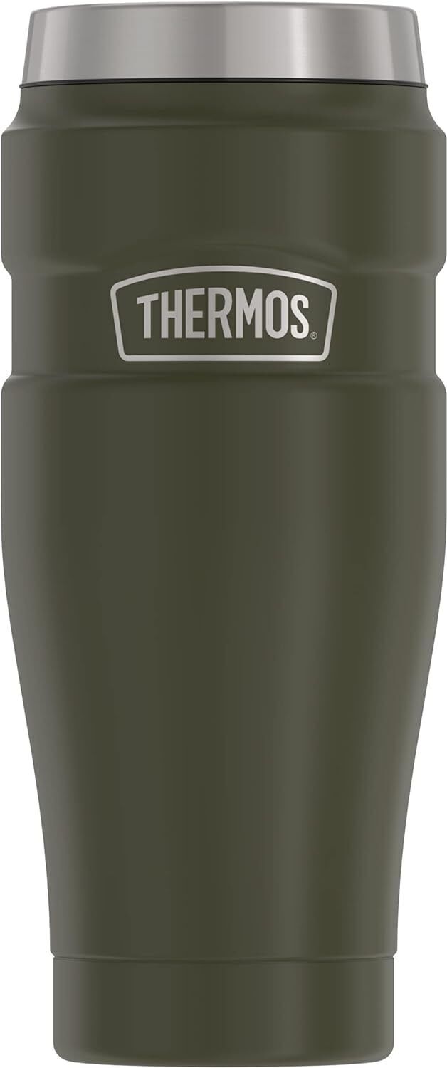 THERMOS Stainless King Vacuum-Insulated Travel Tumbler, 16 Ounce, Matte Green...
