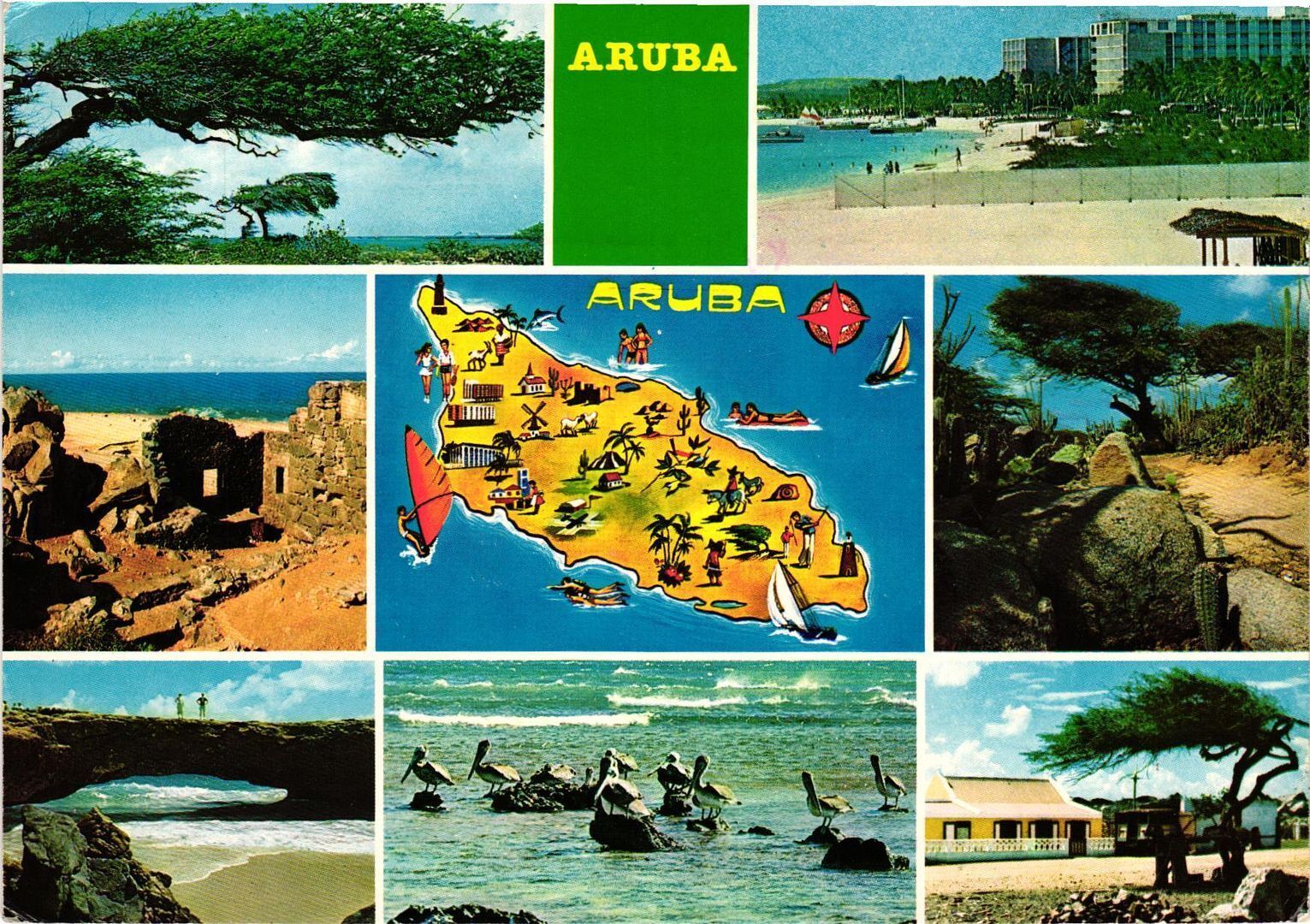 Vintage Postcard 4x6- Images of Aruba