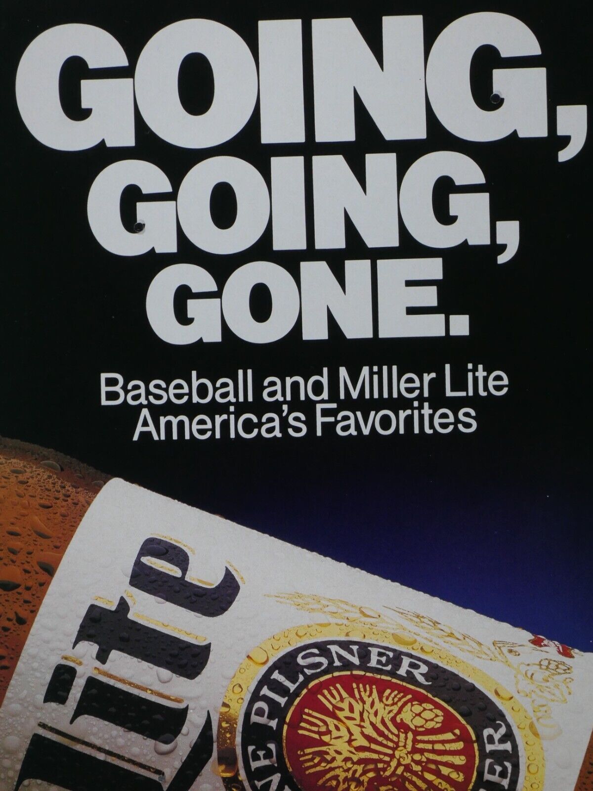 1989 Miller Lite Vintage Going Going Gone Baseball & Miller Original Print Ad