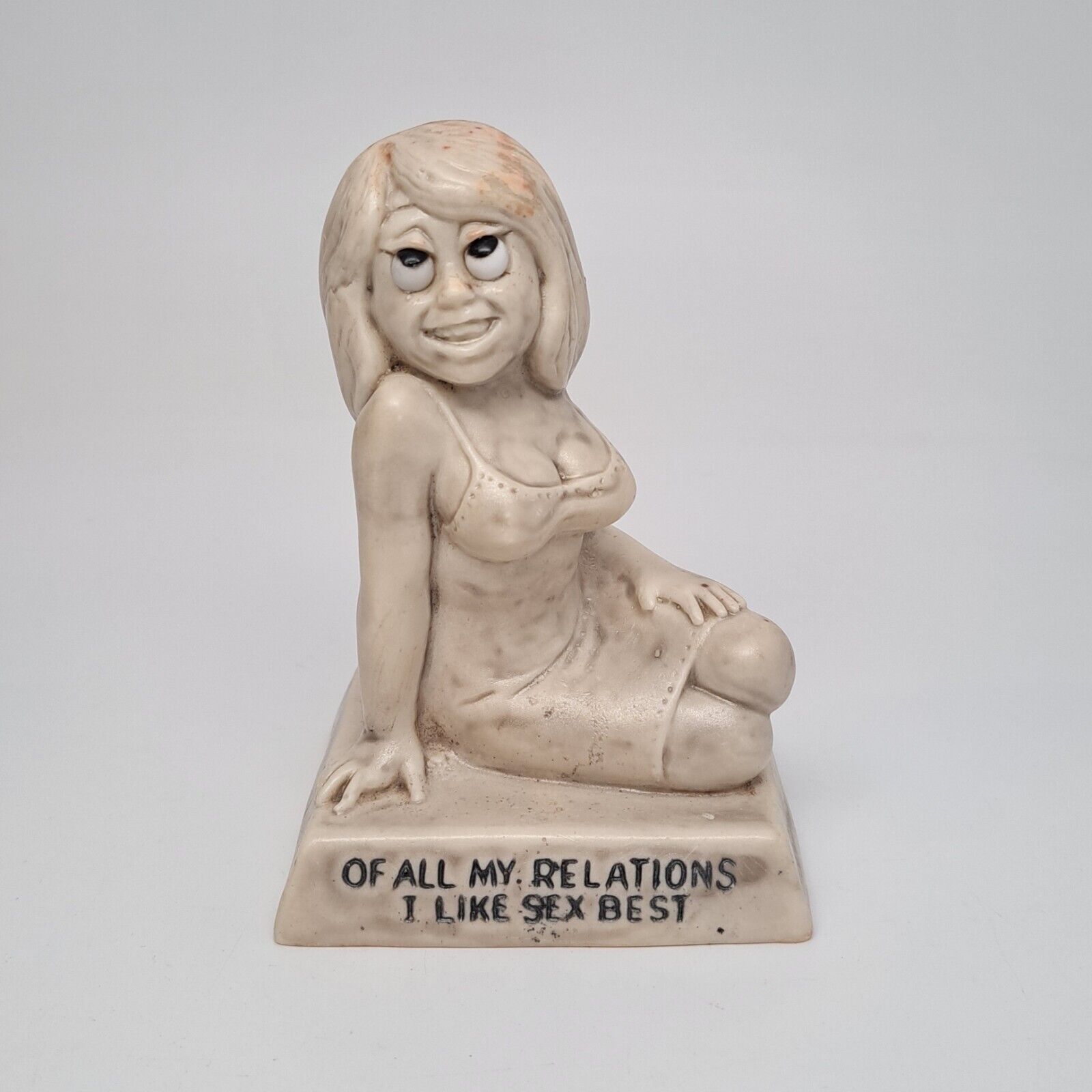Vtg 1968 R&W Berrie OF ALL MY RELATIONS I LIKE SEX THE BEST Figurine Rare - READ