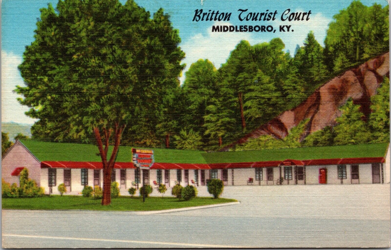 Britton Tourist Court Middlesboro KENTUCKY LINEN POSTCARD B8
