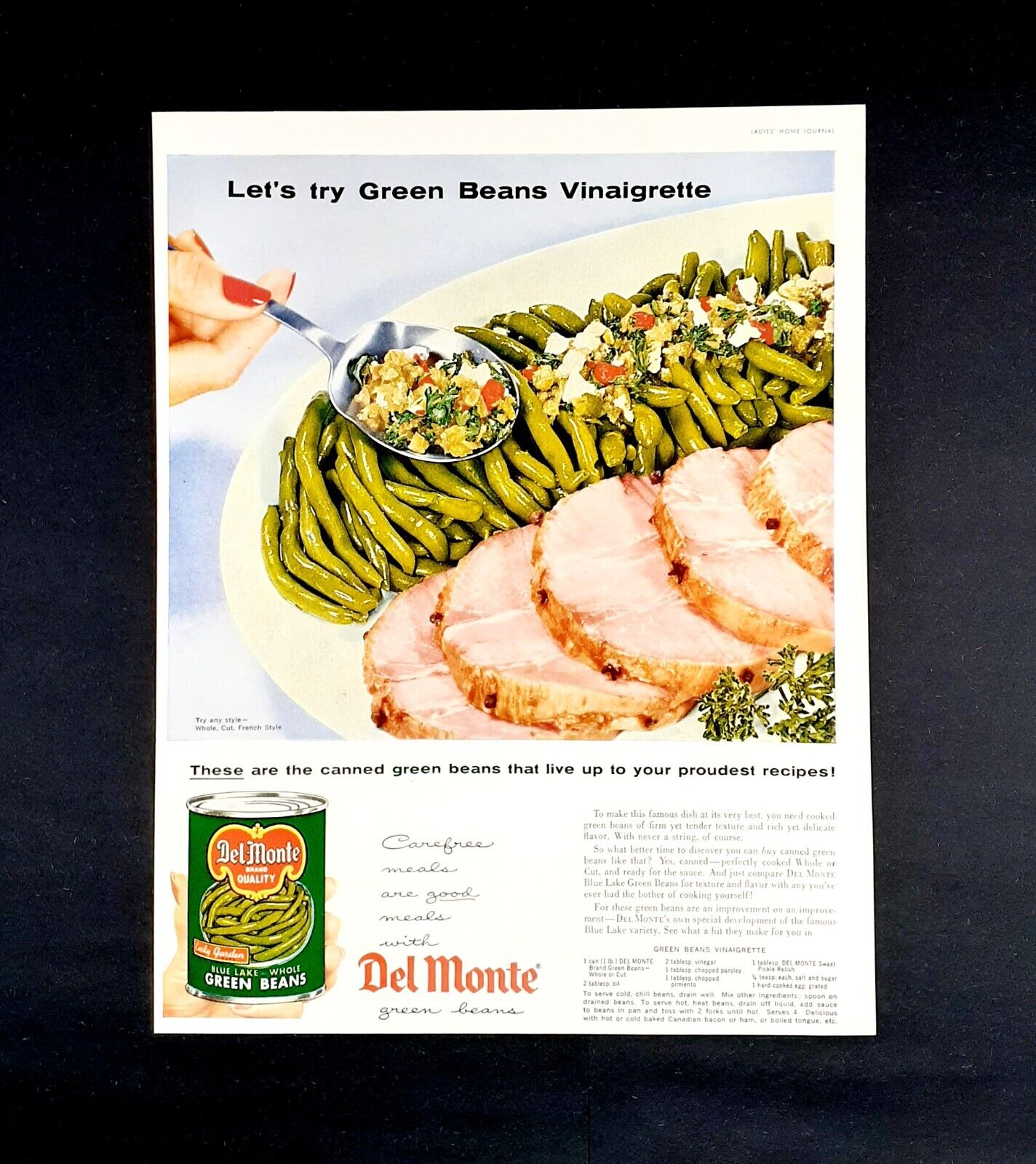 Del Monte green beans ad vintage 1957 advertisement