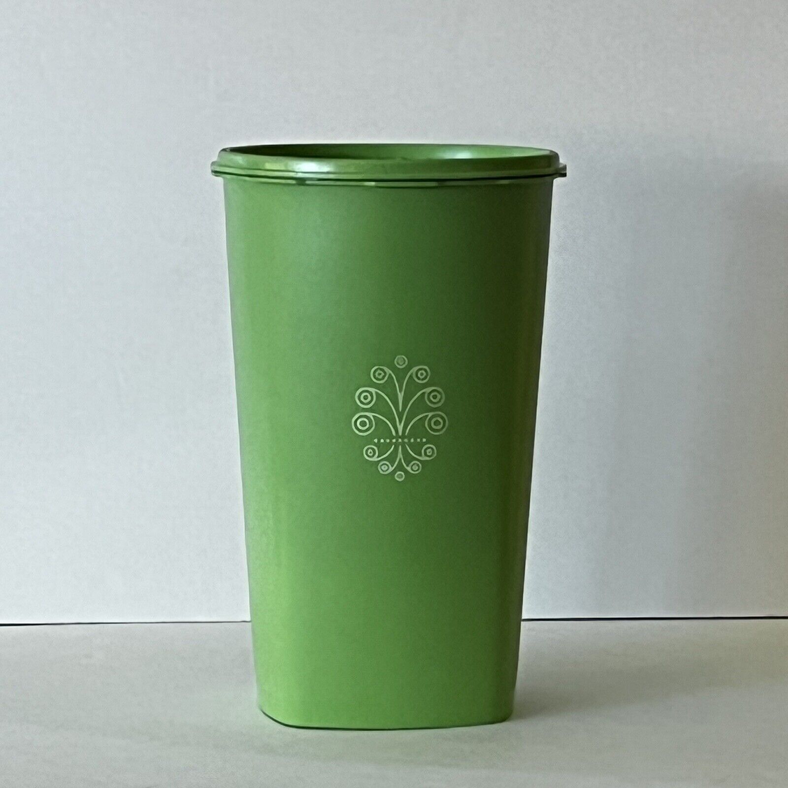 Vintage Tupperware Round Servalier Tall Apple Green Canister 10 1/2\