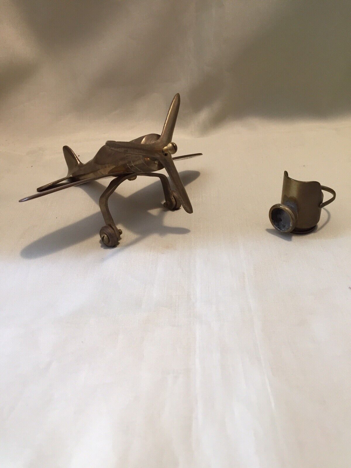 WW2 Trench Art Airplane And Miniature Coal Bin Marked 1942, 20mm