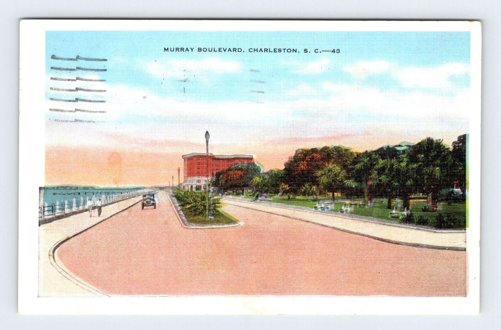 Murray Boulevard Charleston South Carolina Vintage Linen Postcard LDP-51