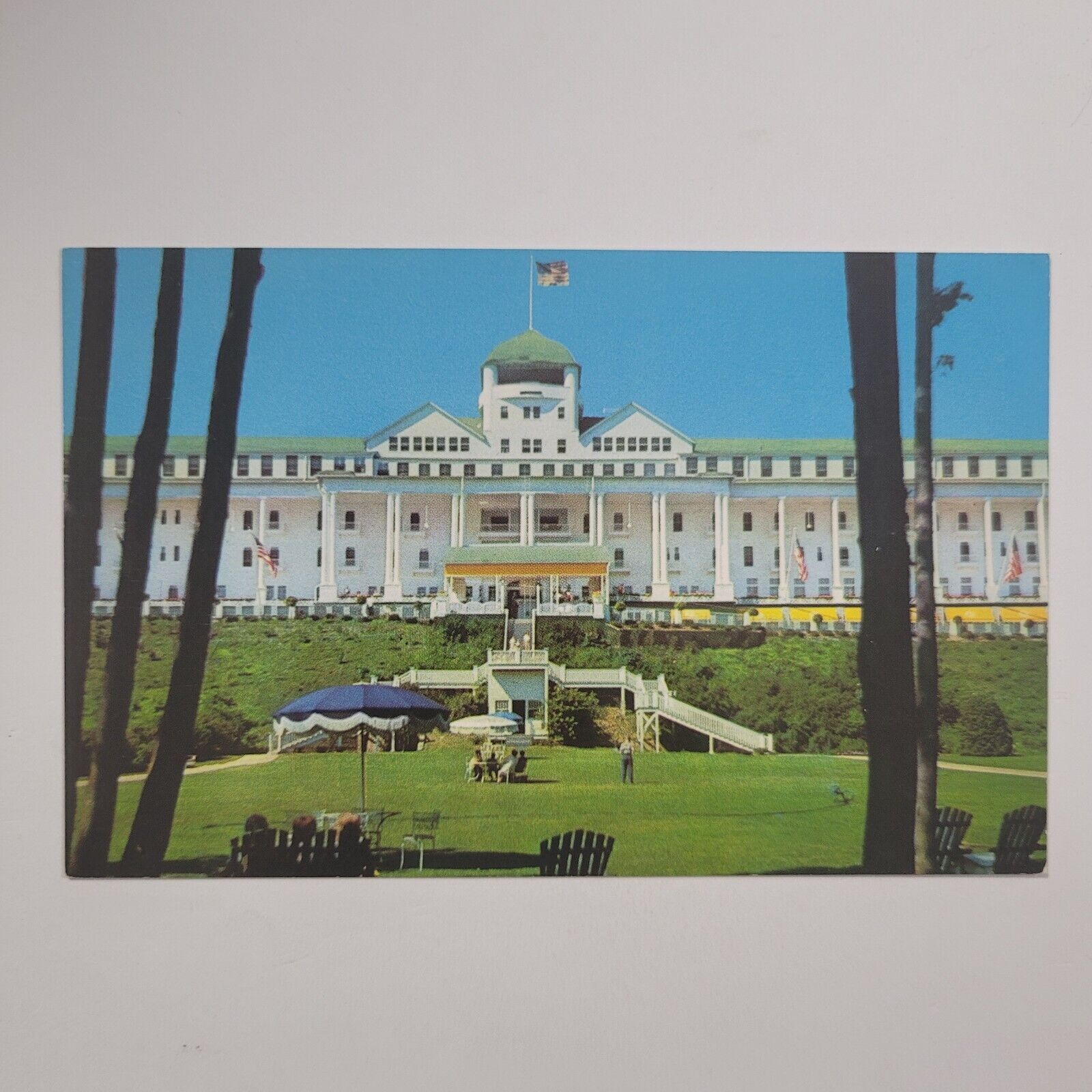 Grand Hotel Mackinac Island Michigan Vintage Chrome Postcard Summer Hotel