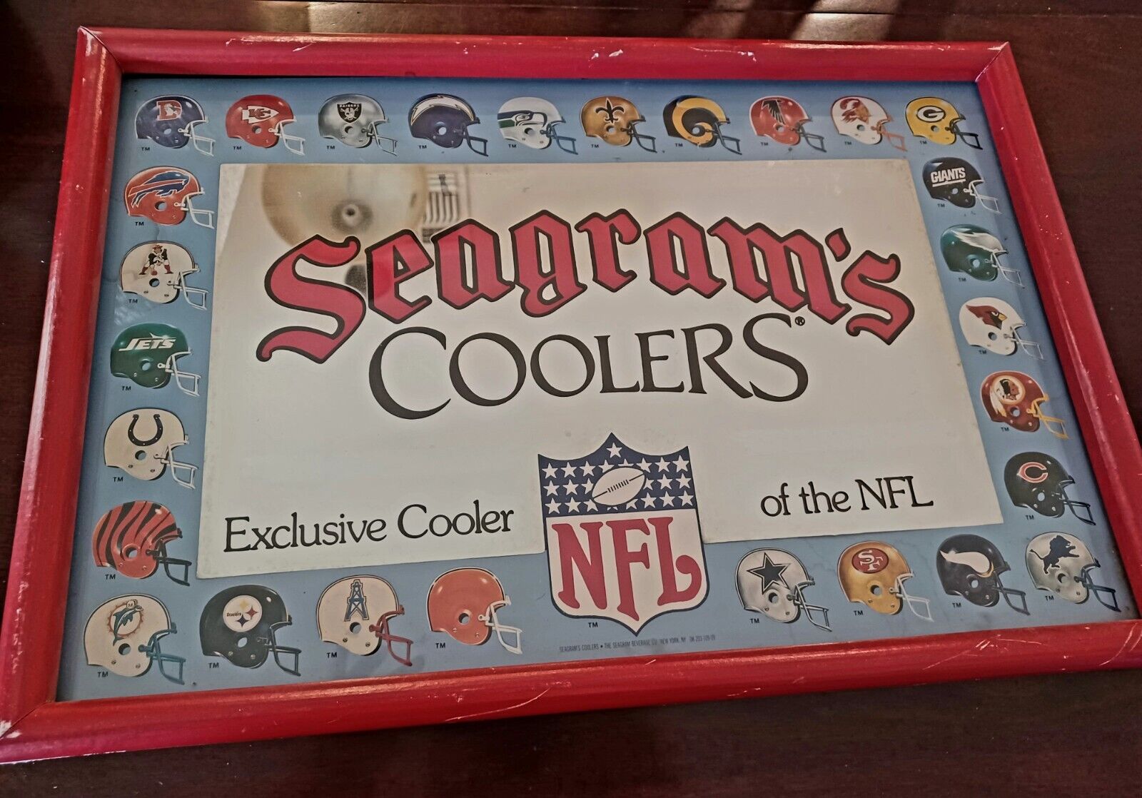 Vintage Seagram\'s Coolers Elusive Cooler of the NFL Advertising Mirror Sign Bar