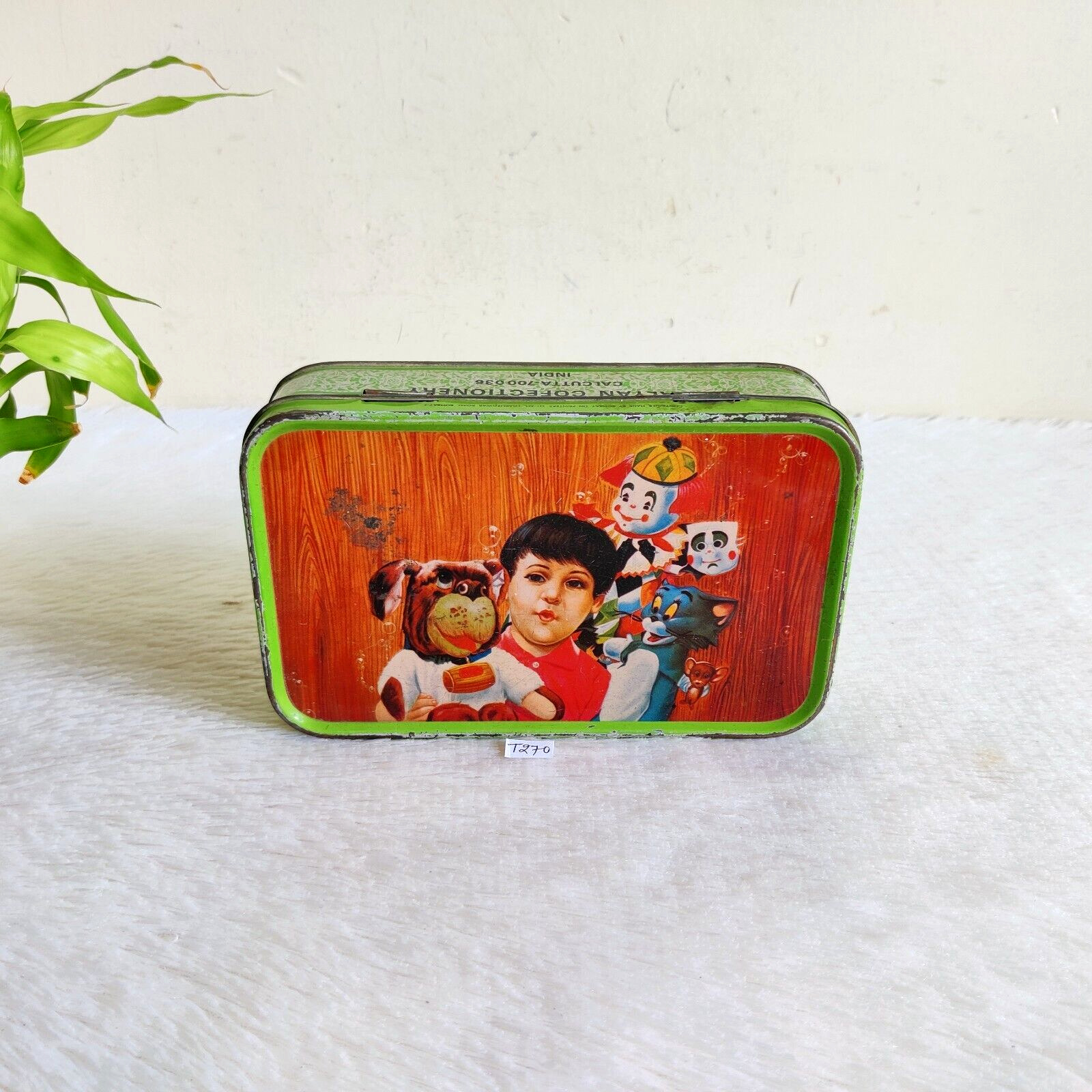 Vintage Tom Jerry Joker Cartoon Graphic Boyes Kalyan Confectionery Tin Box TB213