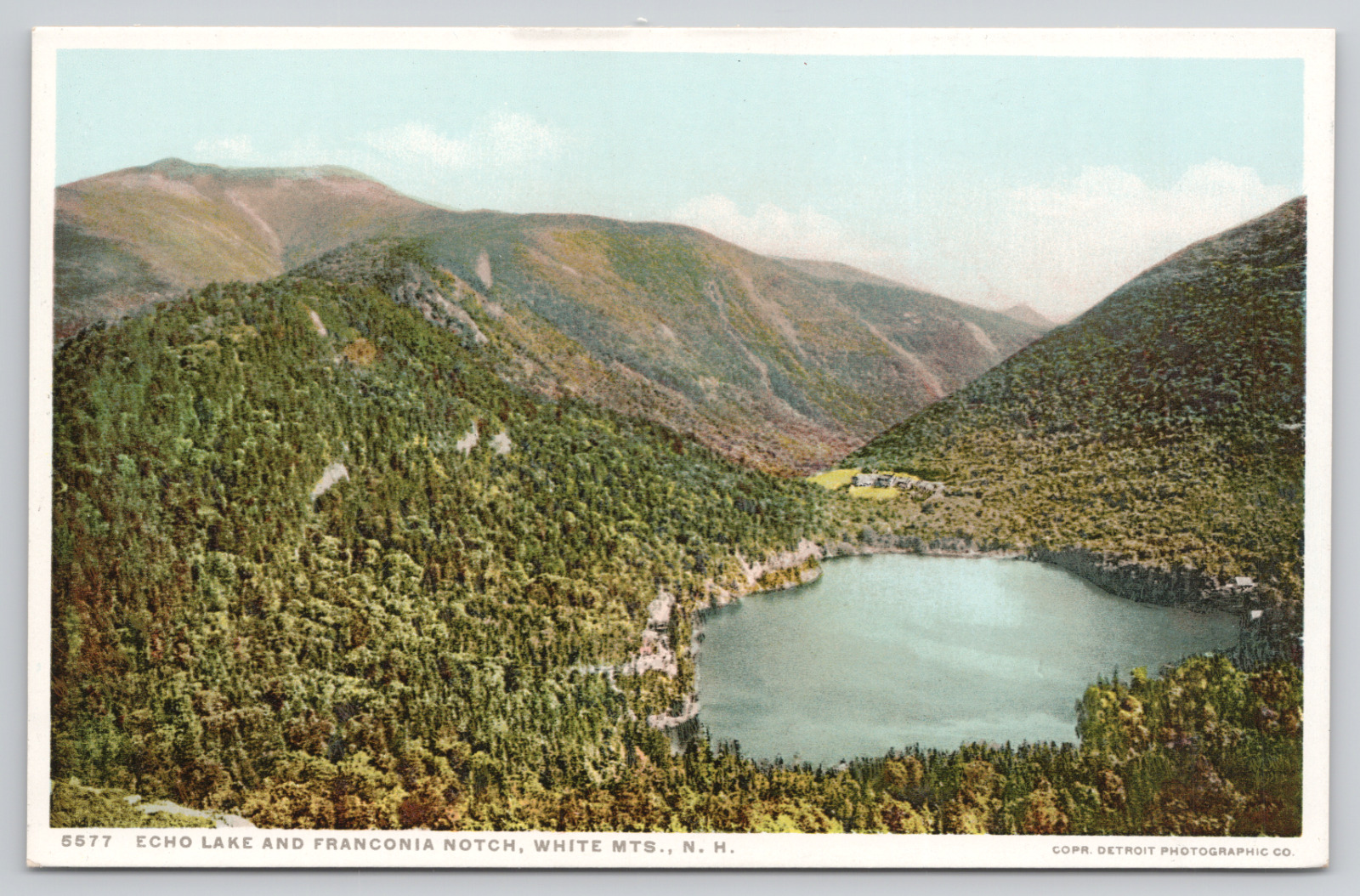 White Mountains New Hampshire Echo Lake and Franconia Notch Chrome Postcard