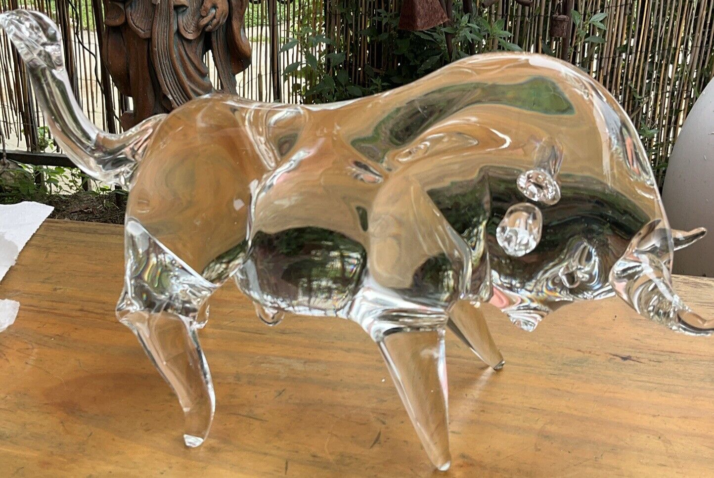 Vintage Crystal Bull Signed Murano?