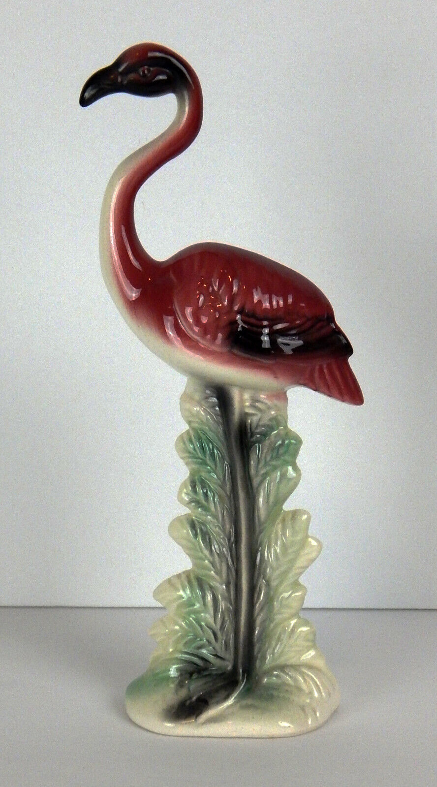 Vintage MCM Ceramic Pink Flamingo Bird Figurine 9 3/4\