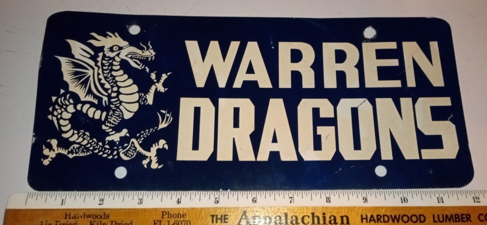 Old 1960s Pennsylvania Car License Plate Warren PA Dragons Booster License Plate
