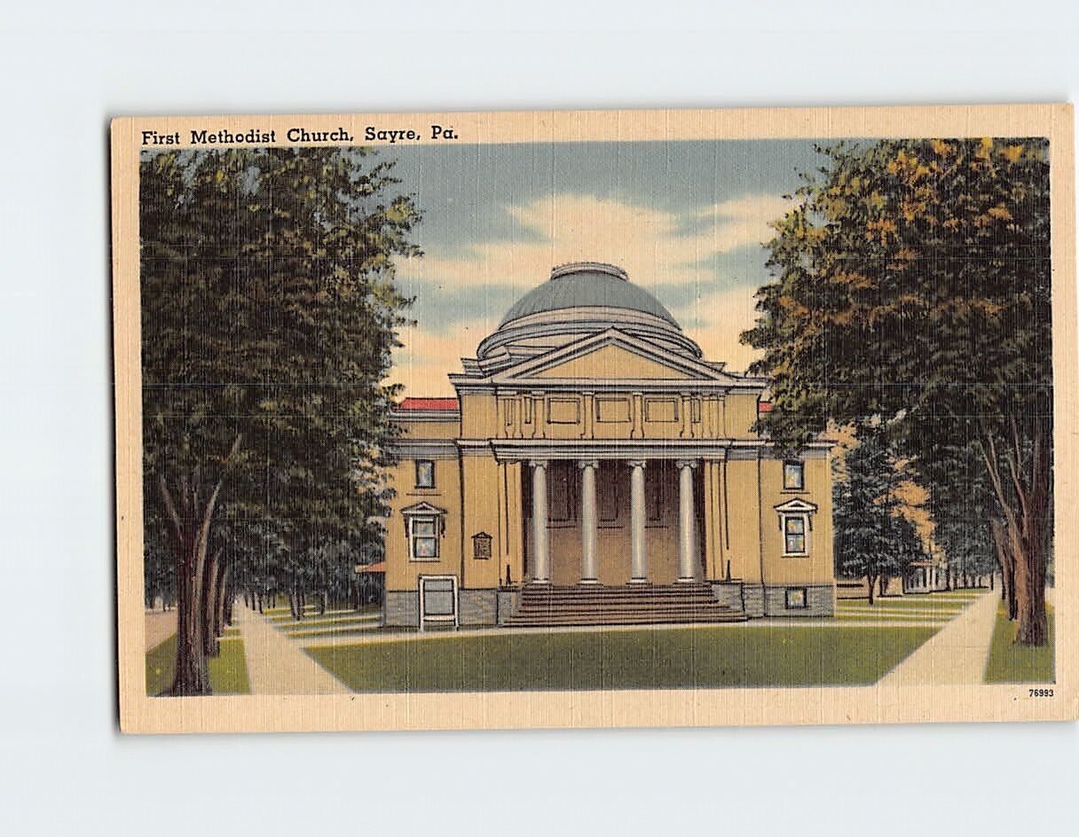 Postcard First Methodist Church Sayre Pennsylvania USA