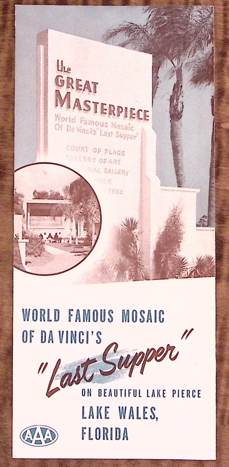 1950s LAKE WALES FLORIDA DA VINCI\'S LAST SUPPER FOLD OUT TRAVEL BROCHURE Z3982