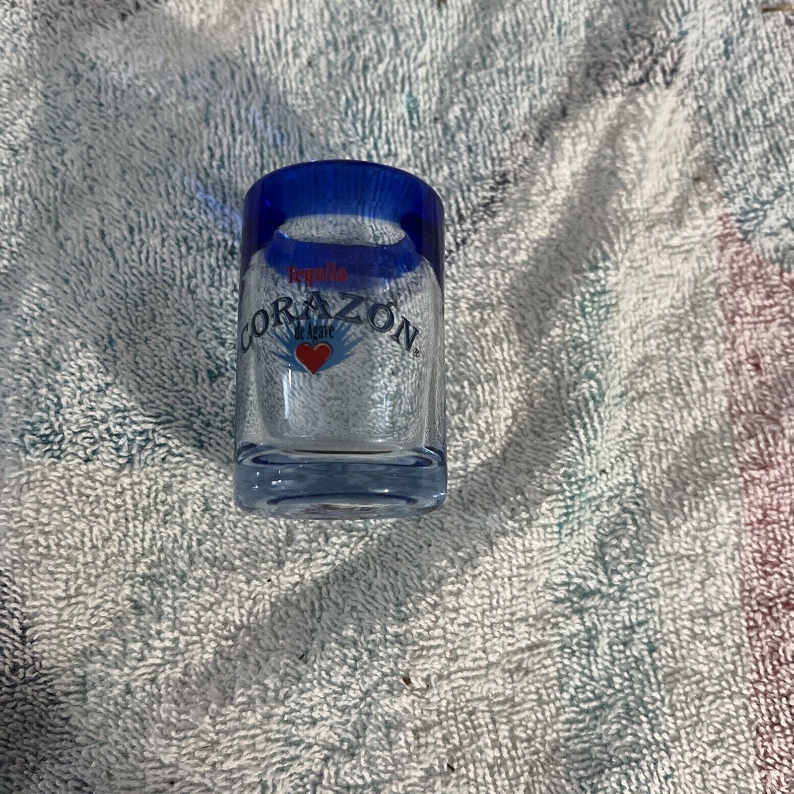 Tequila Corazon de Agave Logo Blue Rim Shot Glass Corazón 2.5\