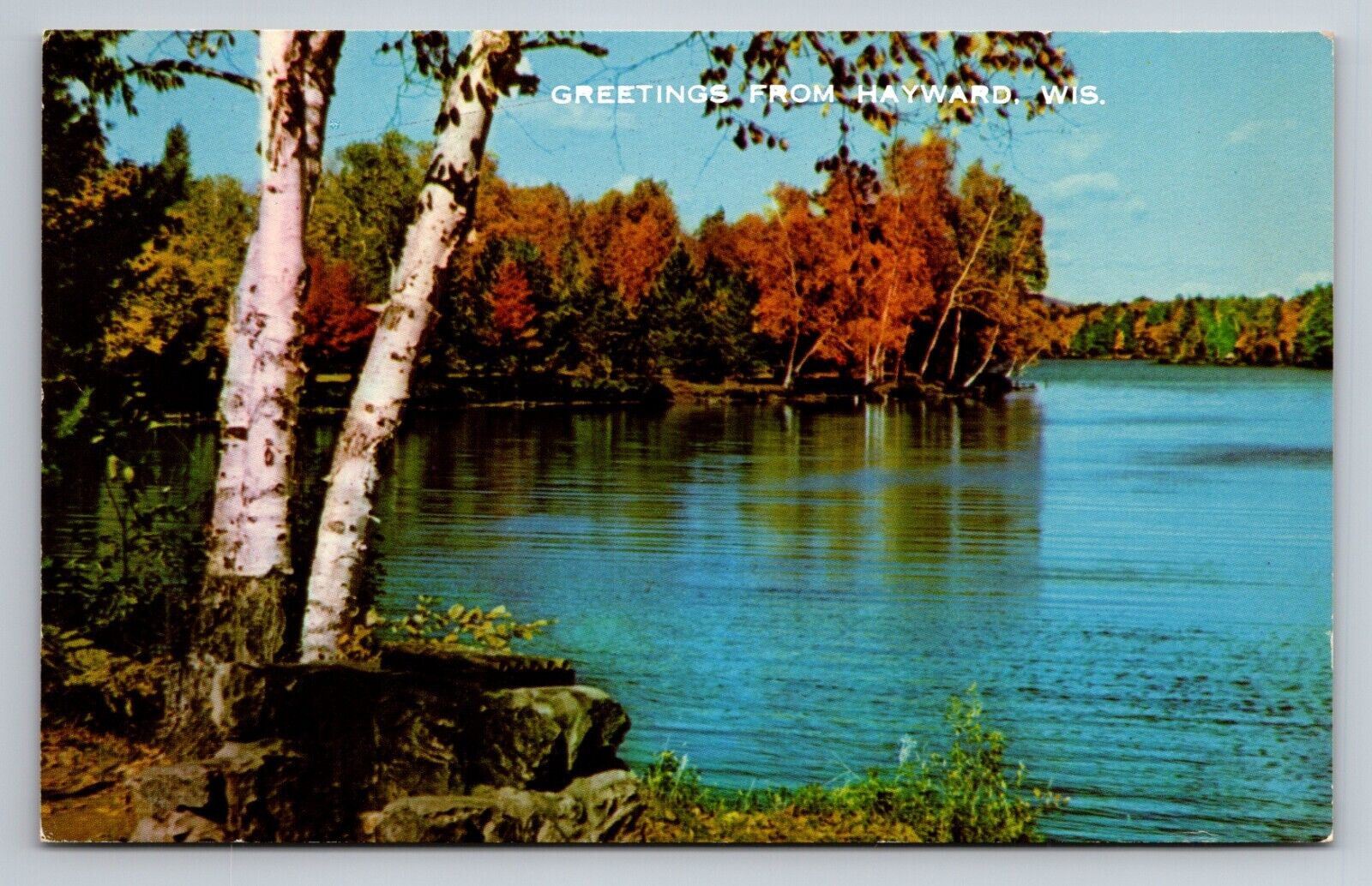 Greetings From Hayward Wisconsin Vintage Posted 1967 Postcard Lake Scene