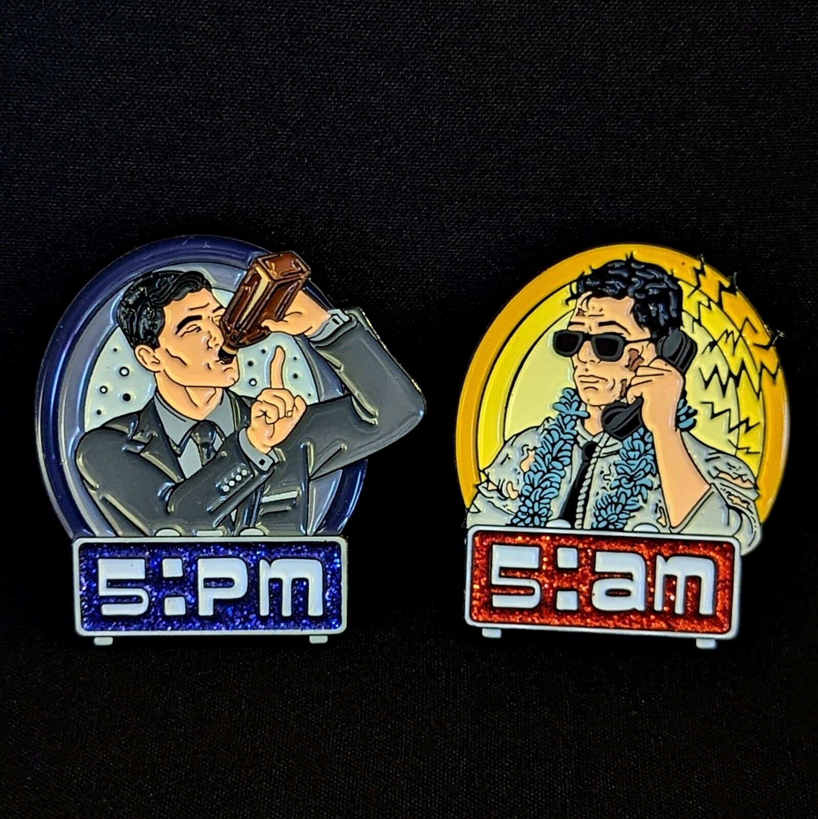 Archer Fx Cartoon Limited Edition Of 99 Glitter Variant Bam Box Pin set Of 2 