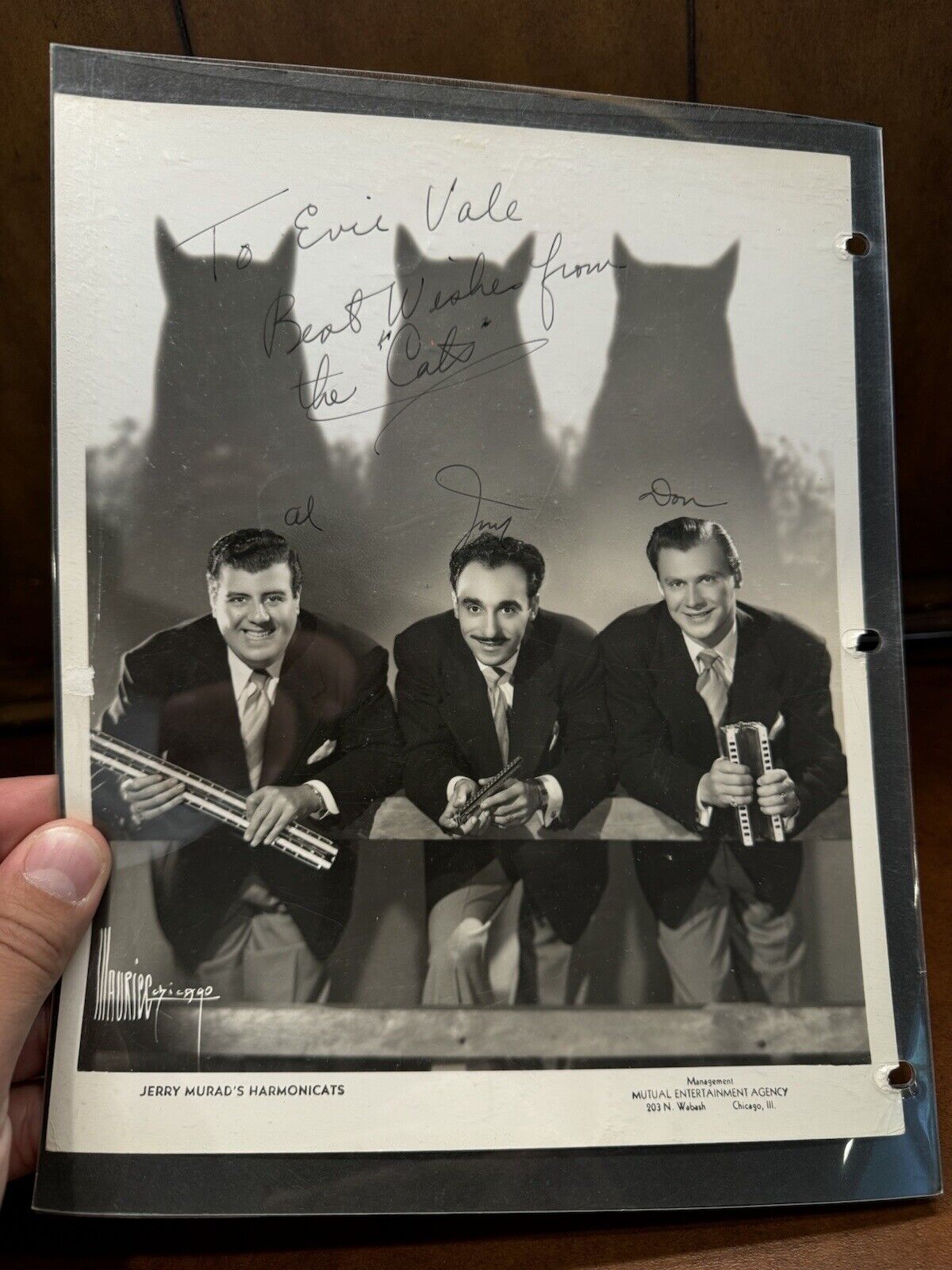 Autographed Vintage Signed 8 x 10 Photo Jerry Murad\'s Harmonicats