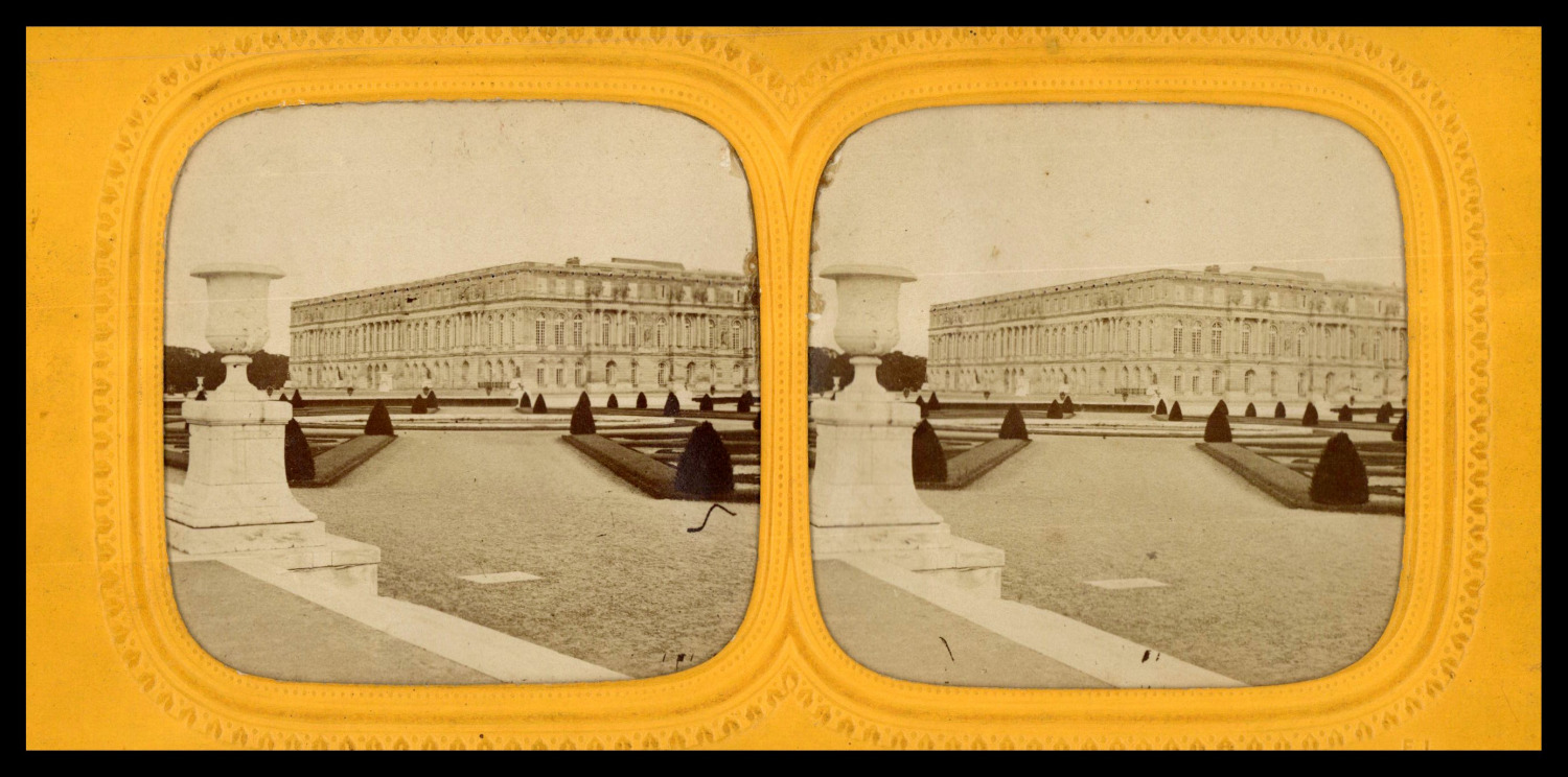 Palace of Versailles, general view, circa 1870, day/night stereo (French Tissue) T