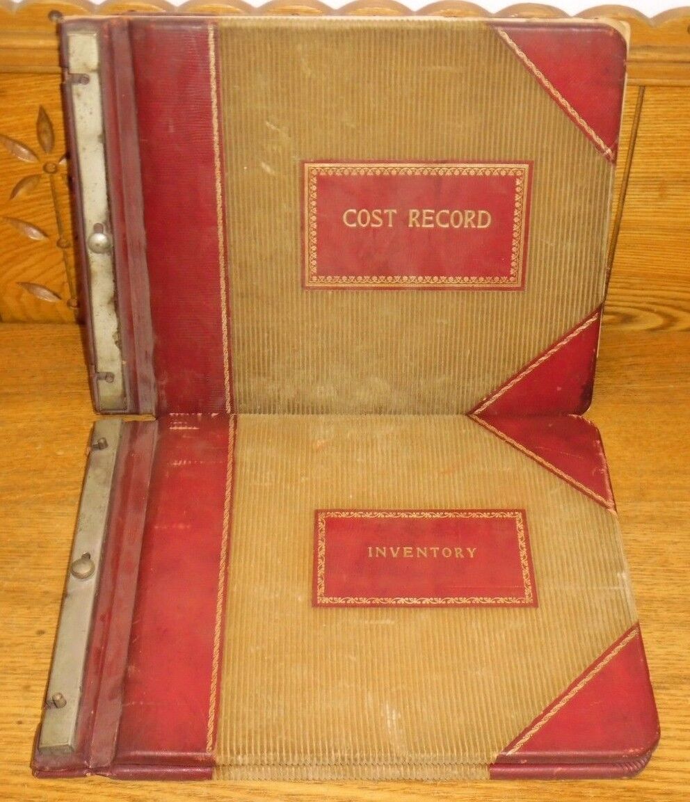 2 Antique Record Keeping Journal Books - Inventory & Cost Record - Never Used