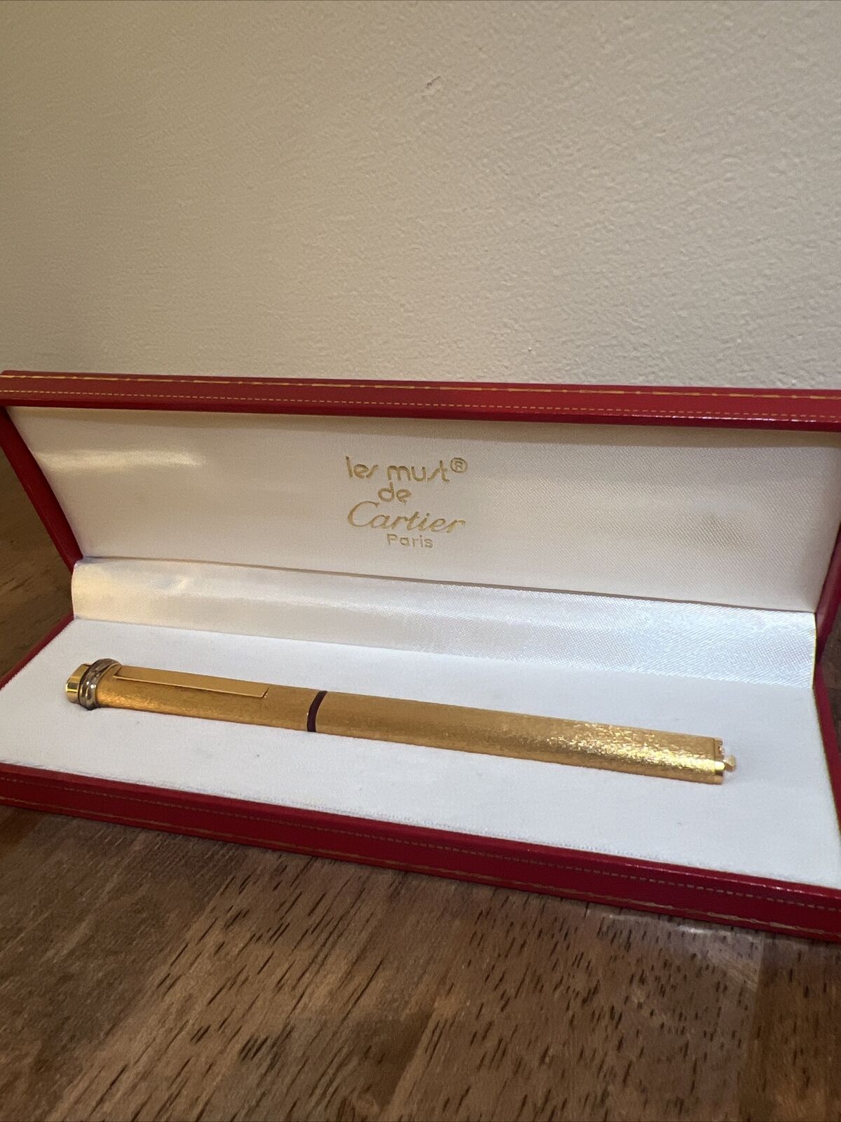 Cartier Paris Gold Plated Must De Cartier Ballpoint Pen In Original Box