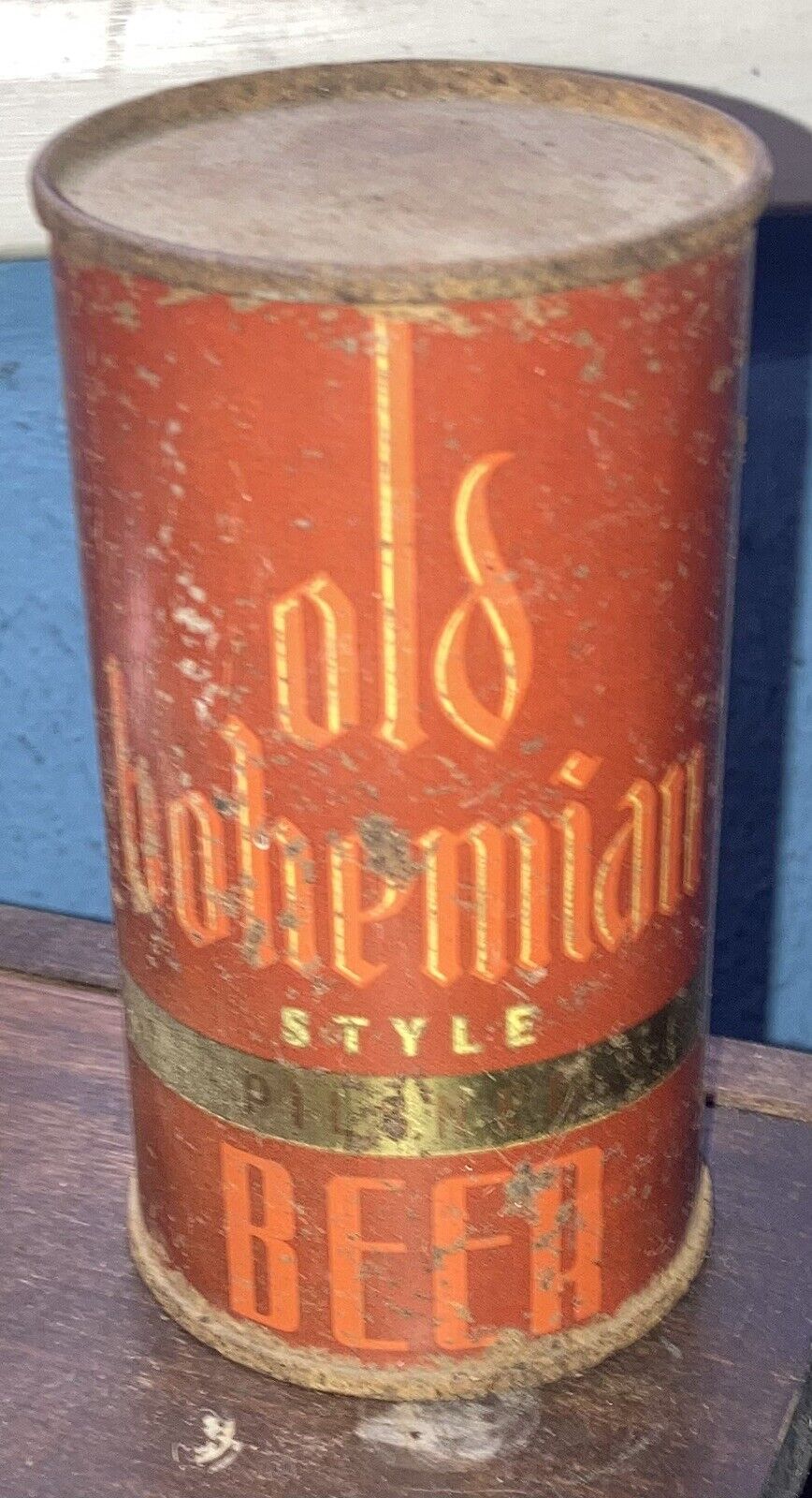 1938 Old Bohemian 12 Oz Beer Can-O/I-Cleveland OH-instructional