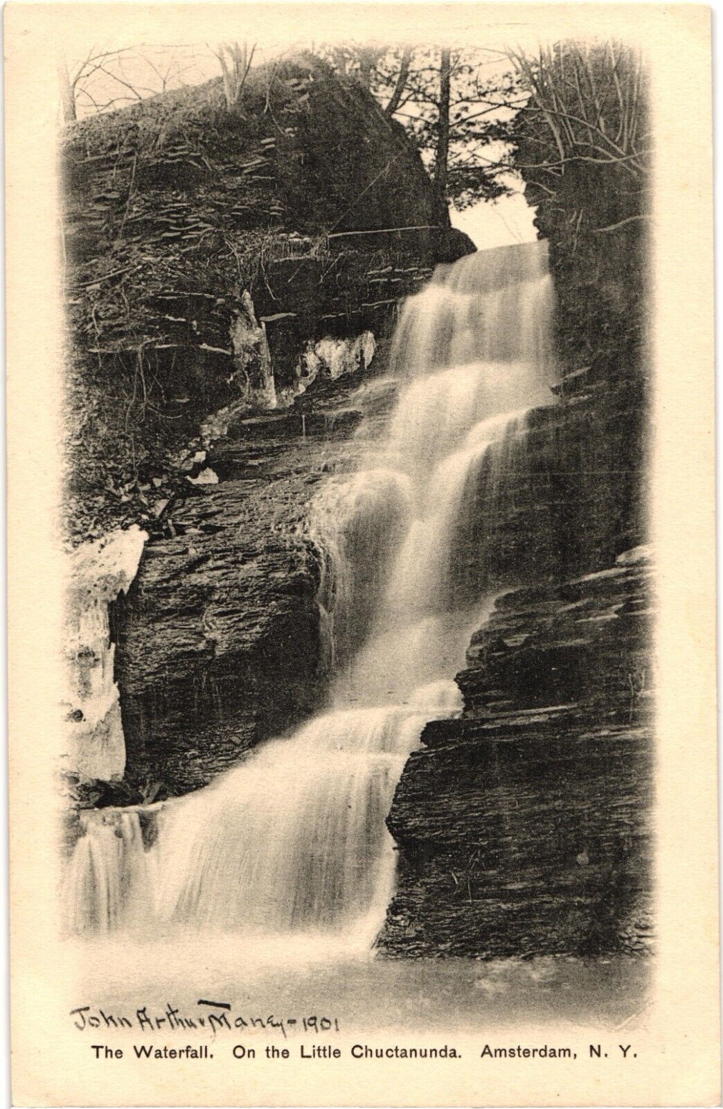 Waterfall Little Chuctanuda Amsterdam New York Undivided Unused Postcard c1901